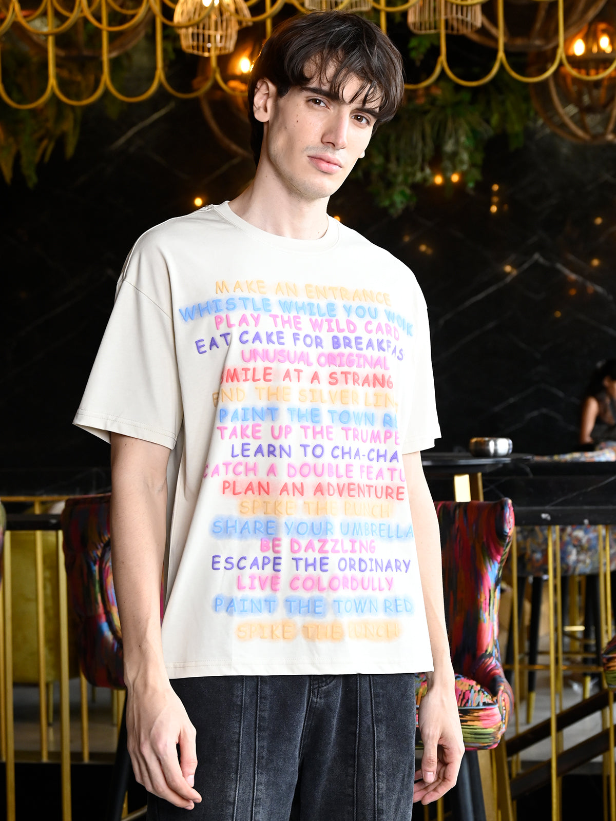 Off White Printed Cotton Jersey T-shirt For Men