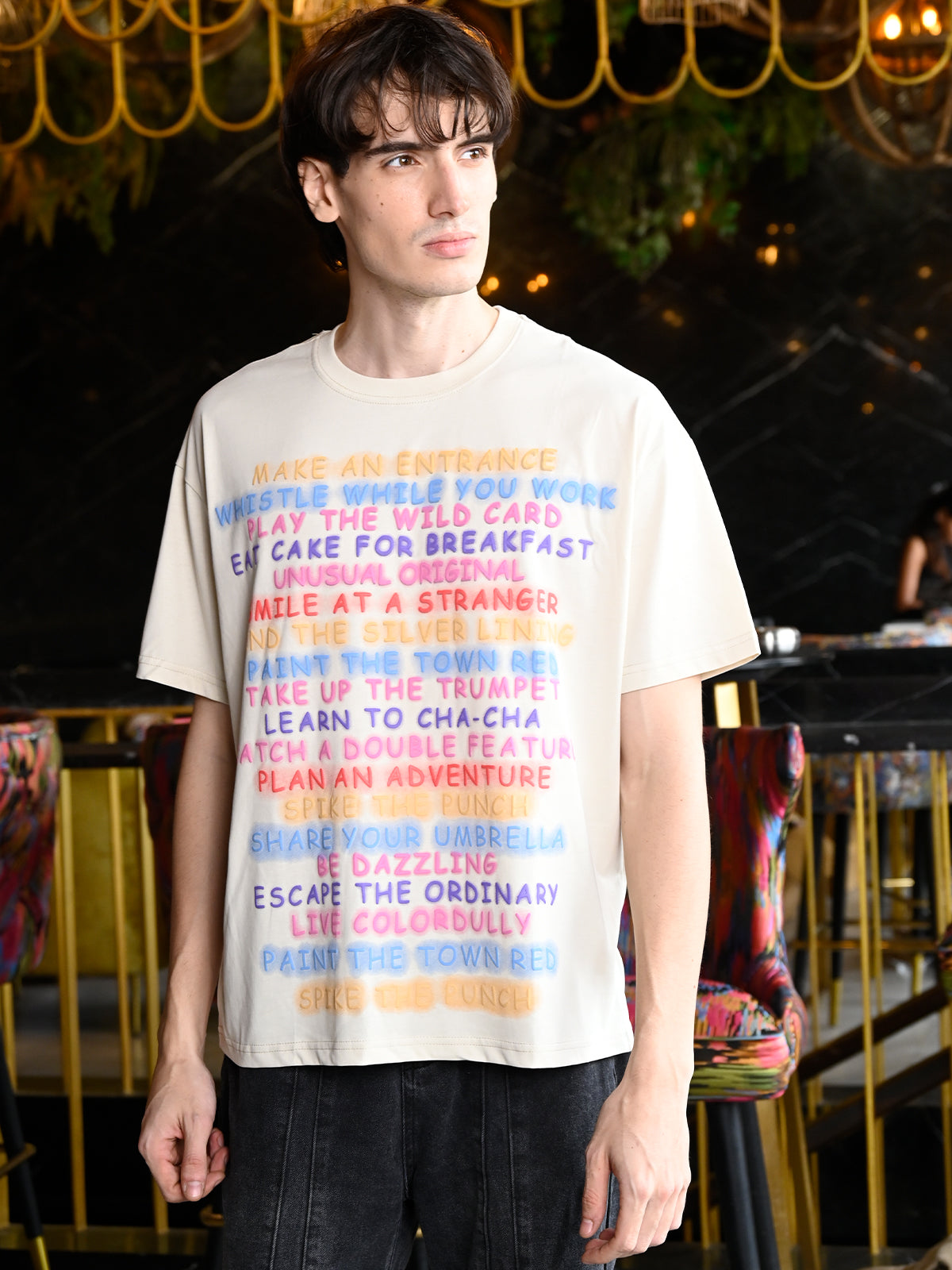 Off White Printed Cotton Jersey T-shirt For Men
