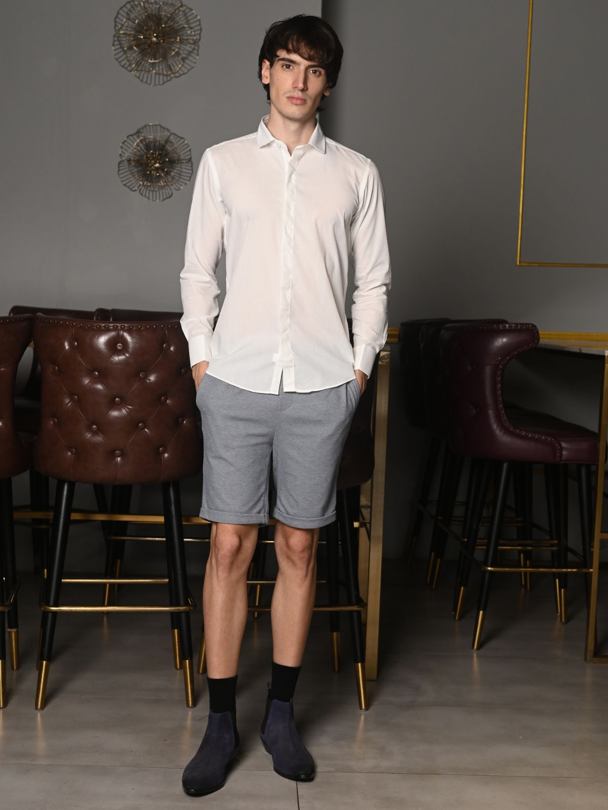 White Solid Cotton Poplin Formal Shirt For Men