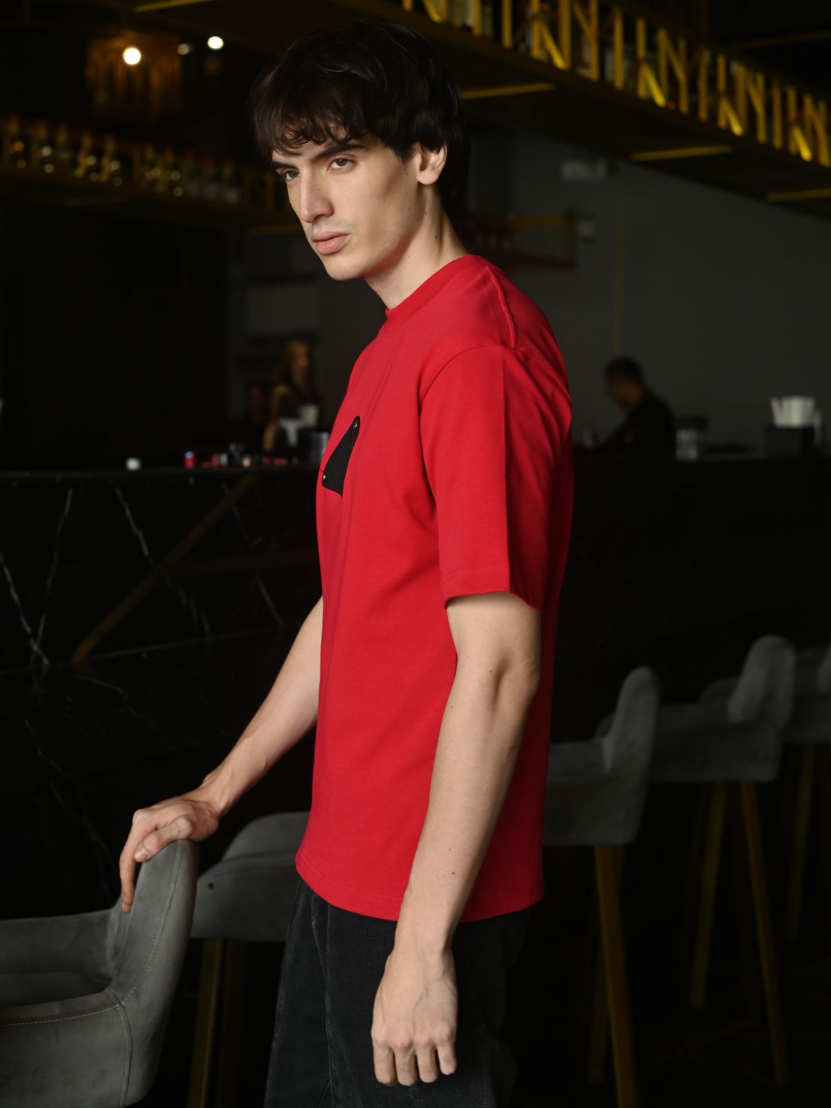 Red Solid Cotton Rib T-shirt For Men