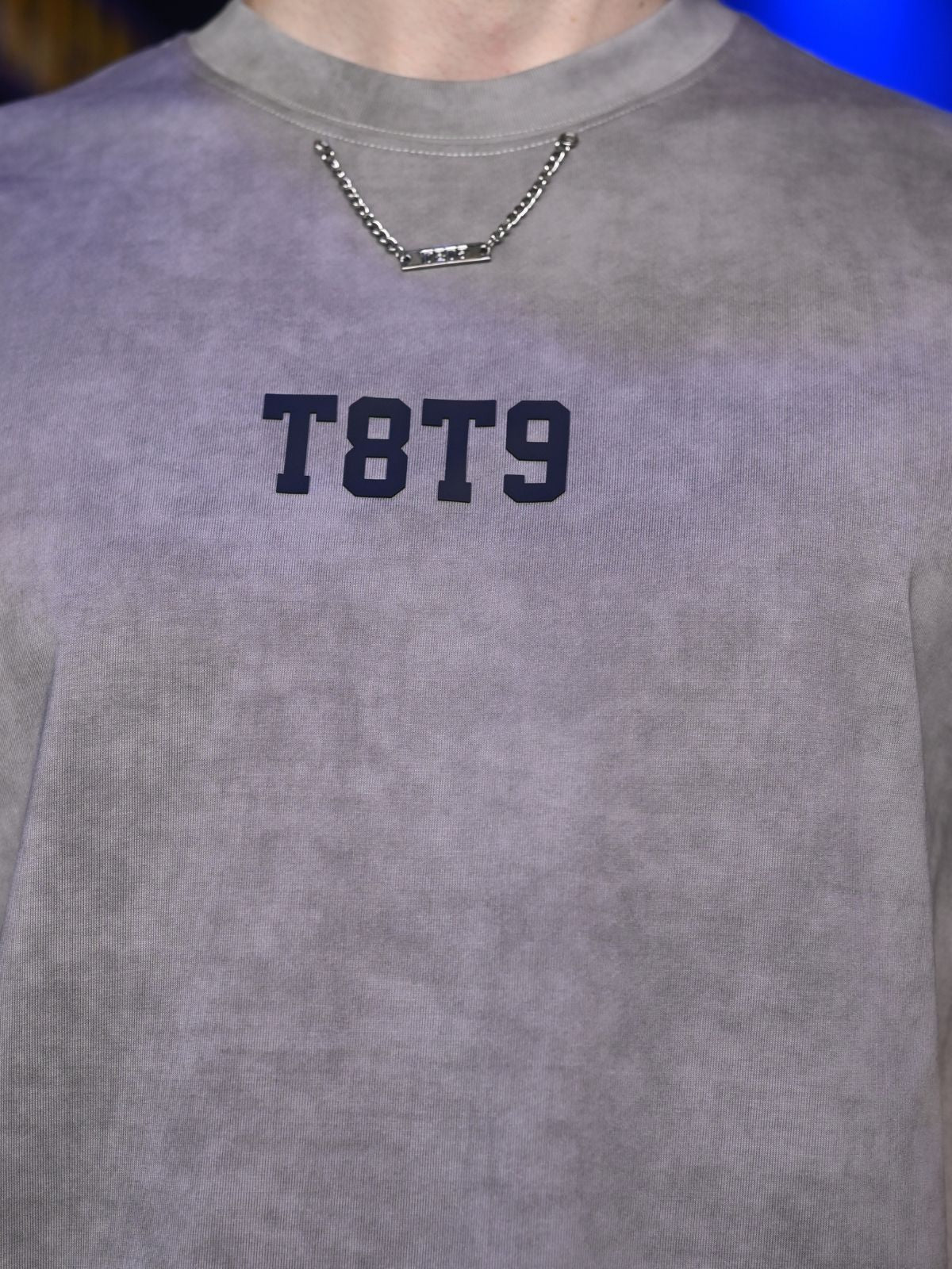 Grey Embossed Washed Cotton jersey T-shirt For Men