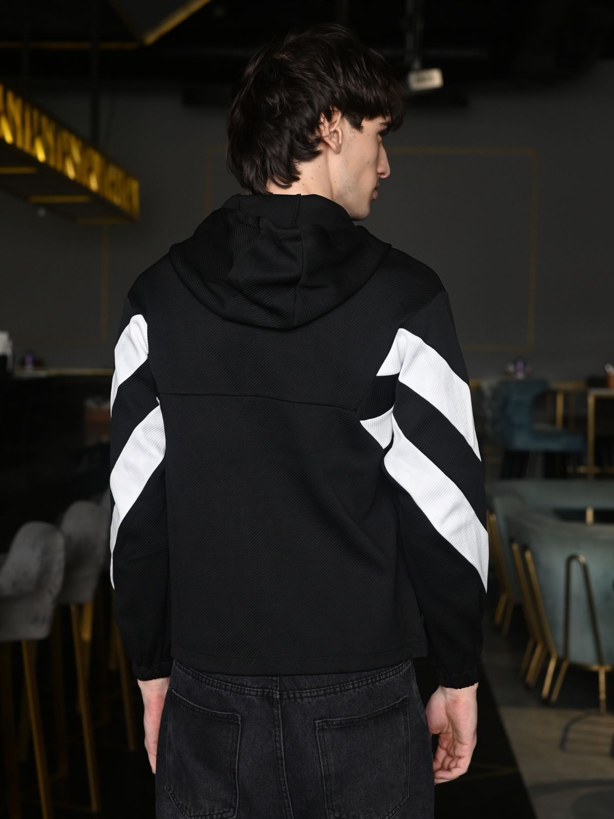 Black Solid Heavy GSN Twil jersey Jacket For Men