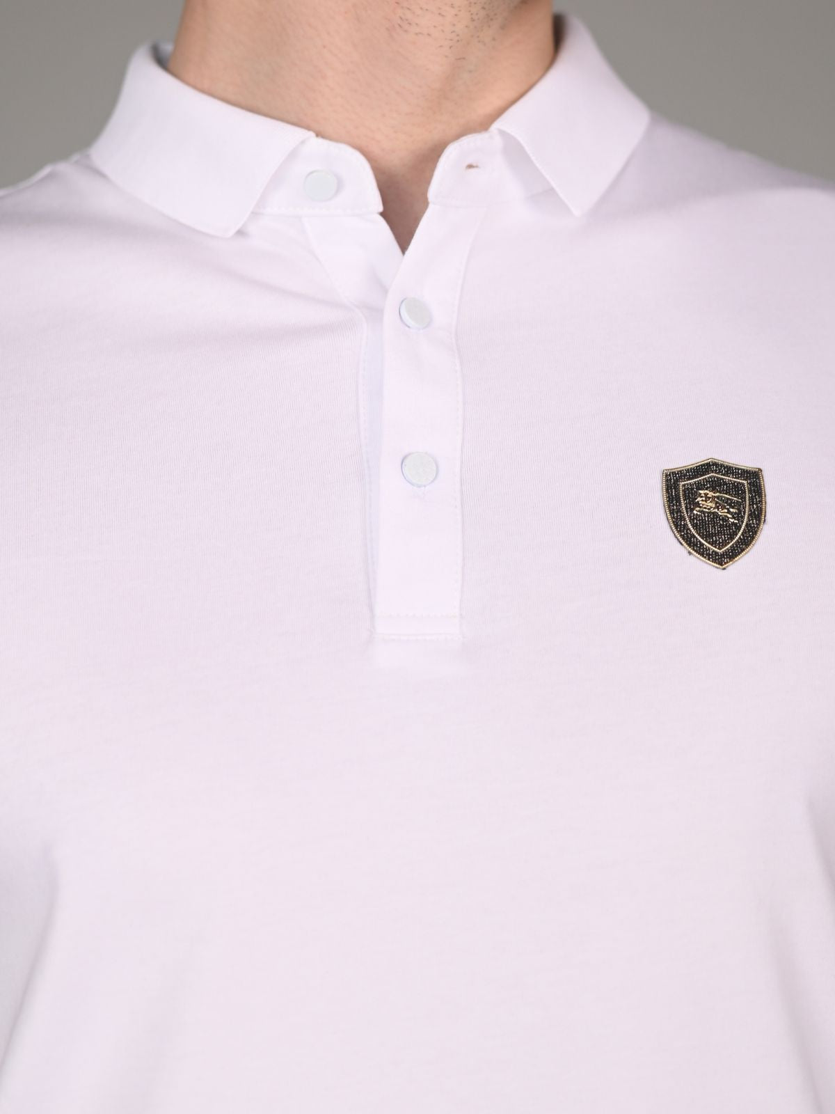 White Solid Cotton Jersey T-shirt For Men