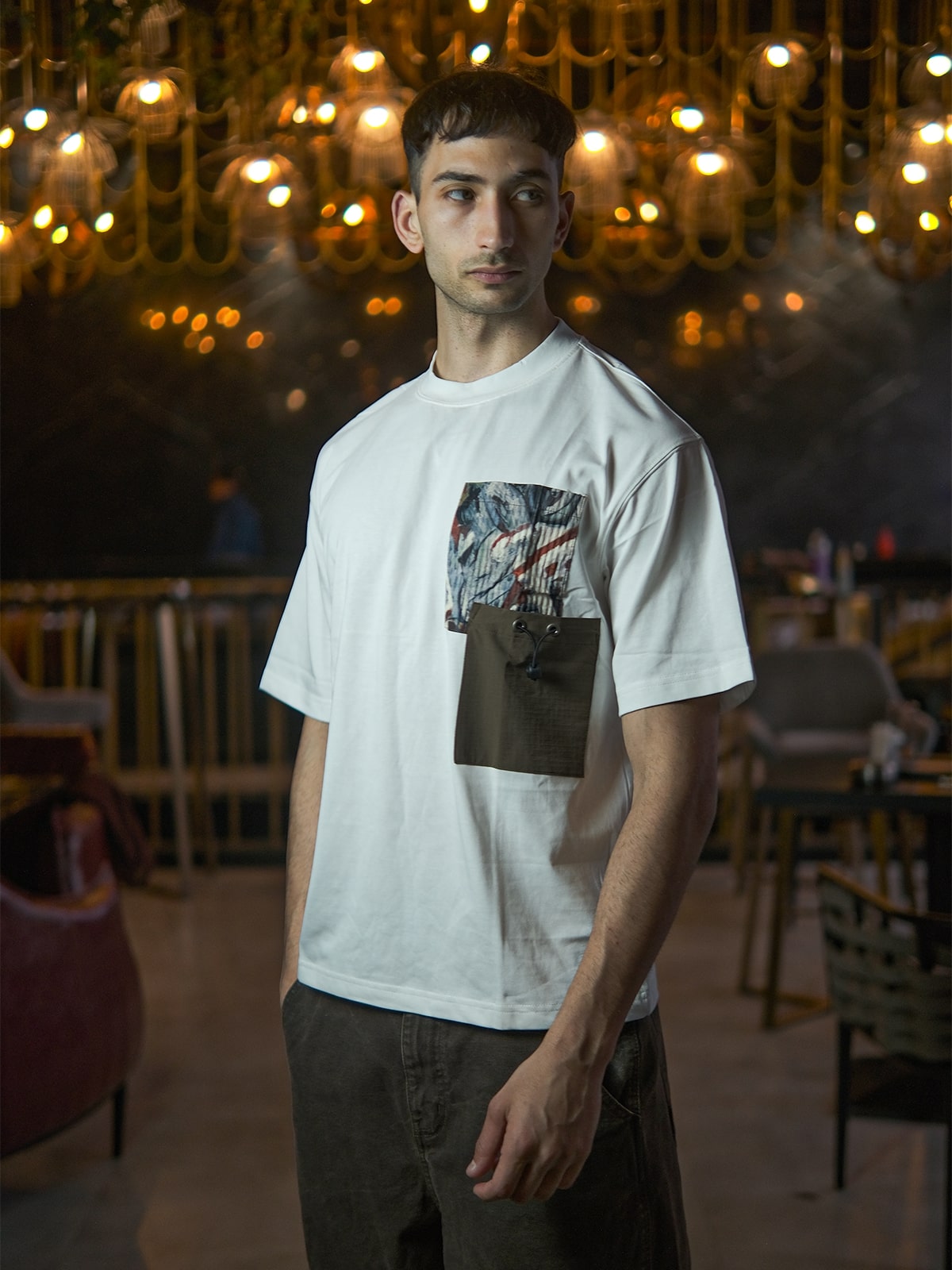 White Cotton Jersey Embellished T-Shirt For Men