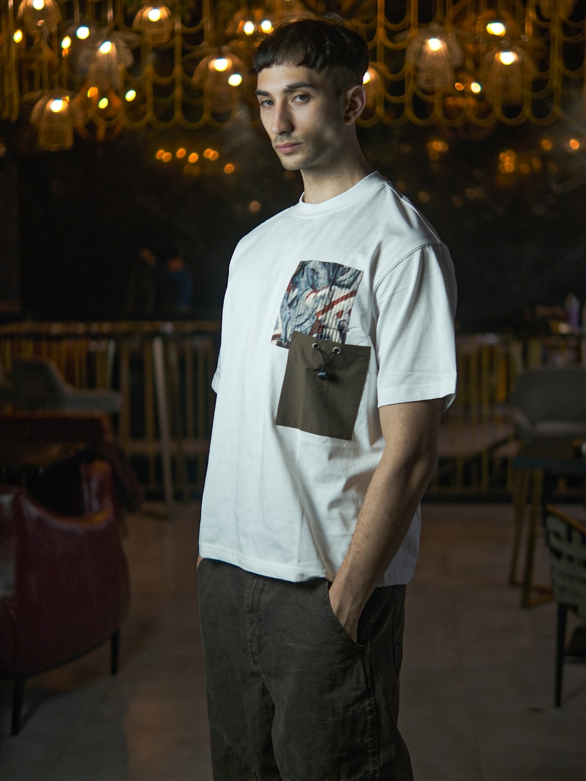 White Cotton Jersey Embellished T-Shirt For Men