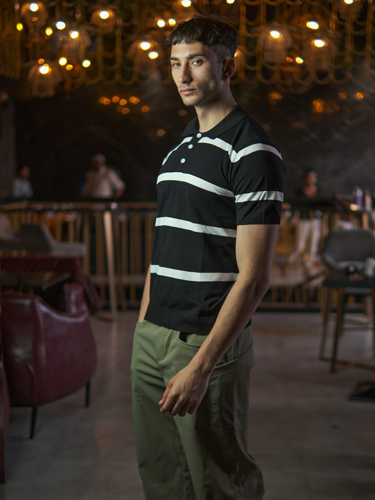 Black Cotton Rib Jersey Printed T-Shirt For Men