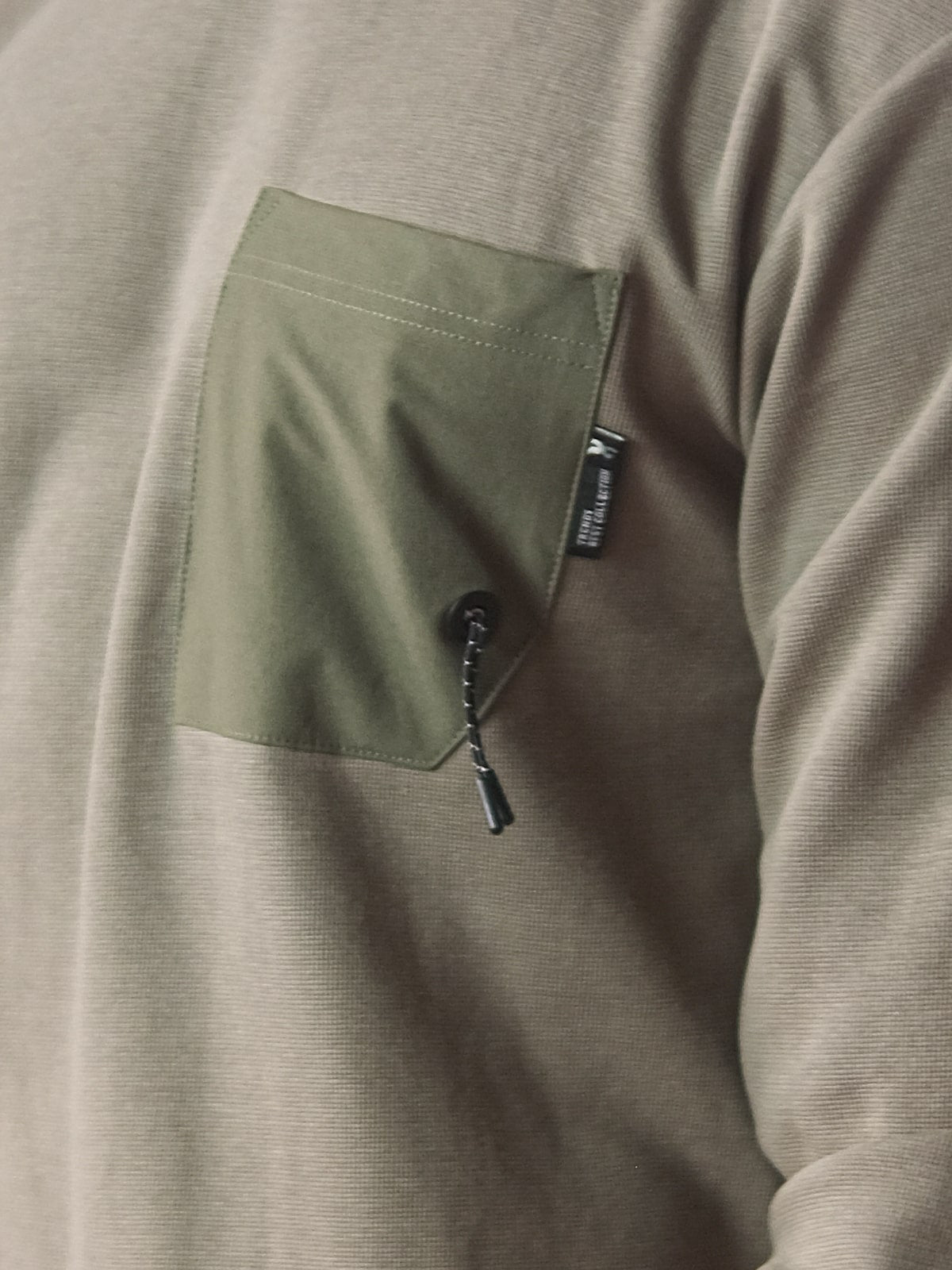 Olive Green Cotton Rib Patterned Sweatshirt For Men