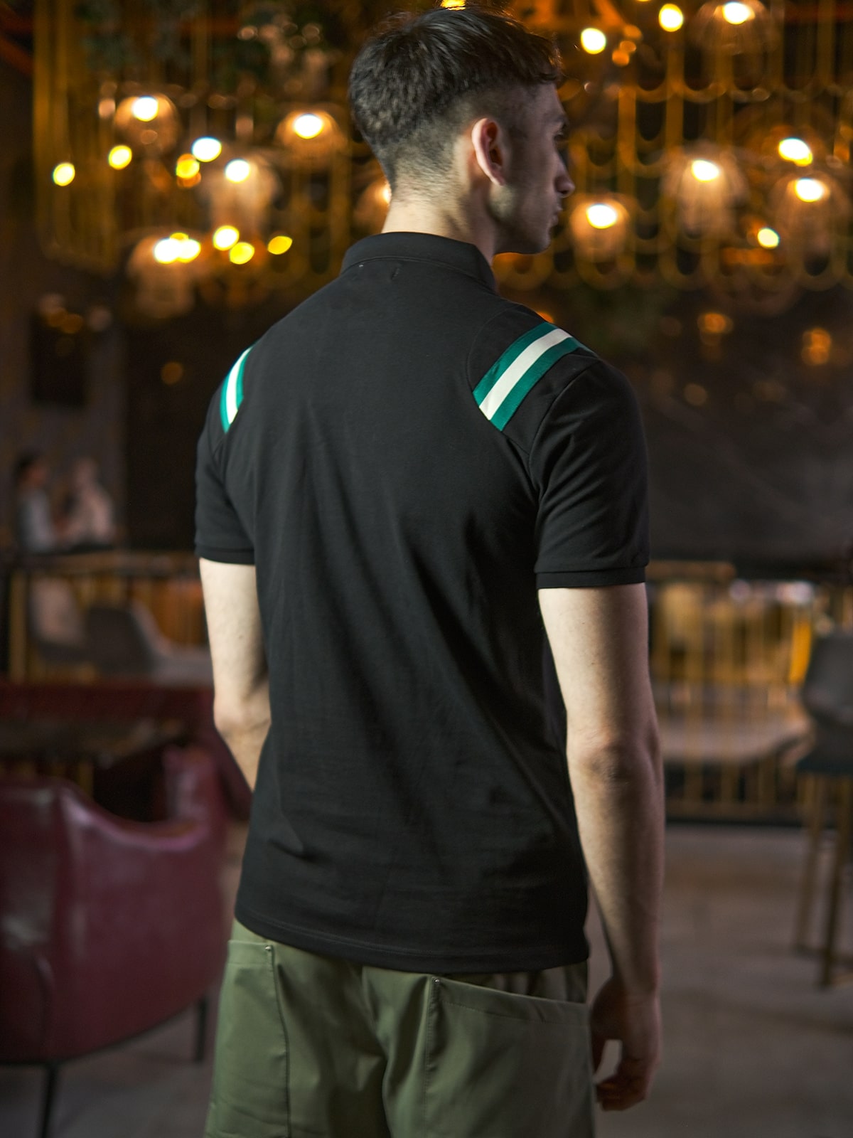 Black Polyester Jersey Embellished T-Shirt For Men