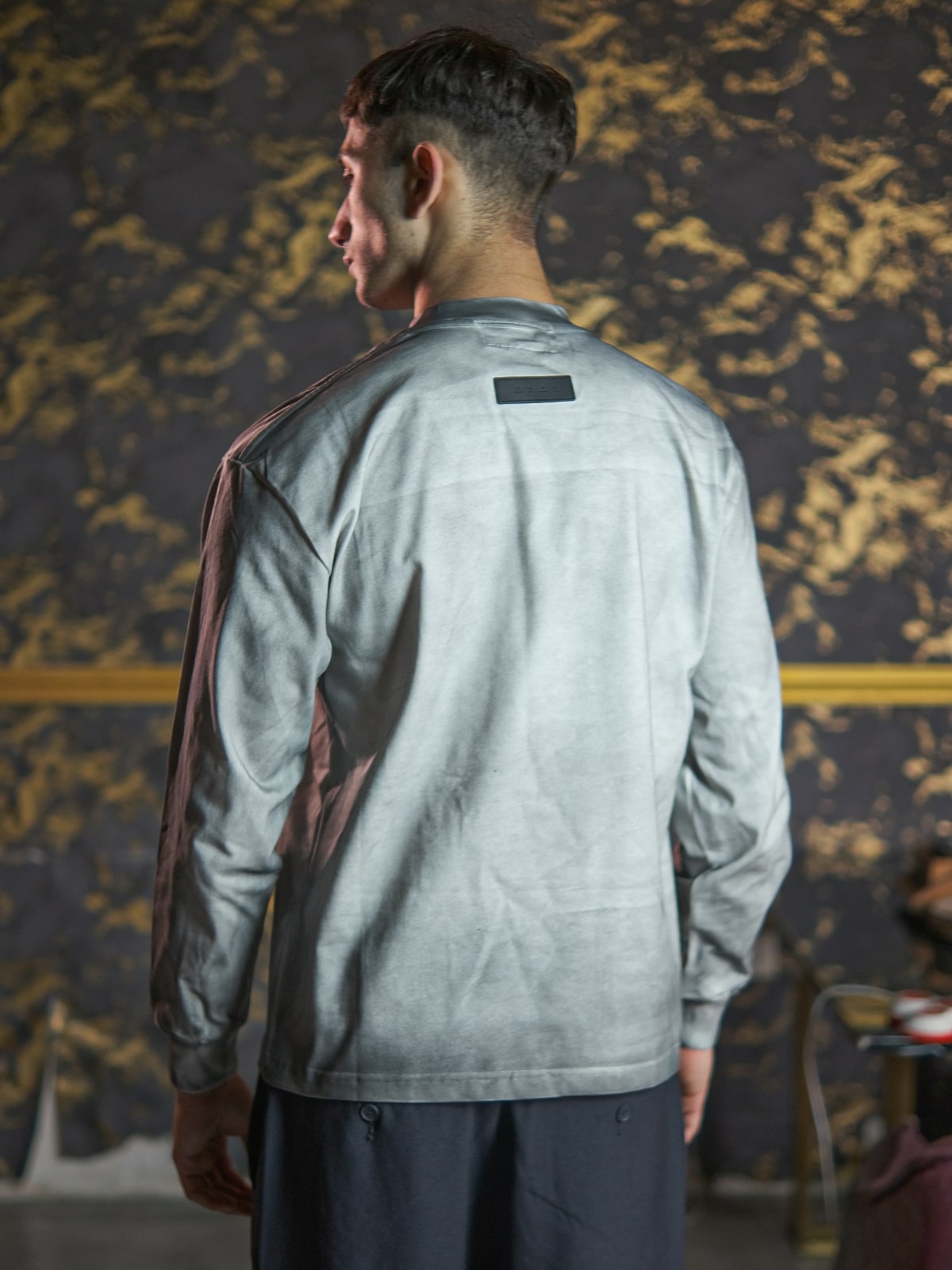 Grey Spray Printed Cotton Jersey Printed Sweatshirt For Men