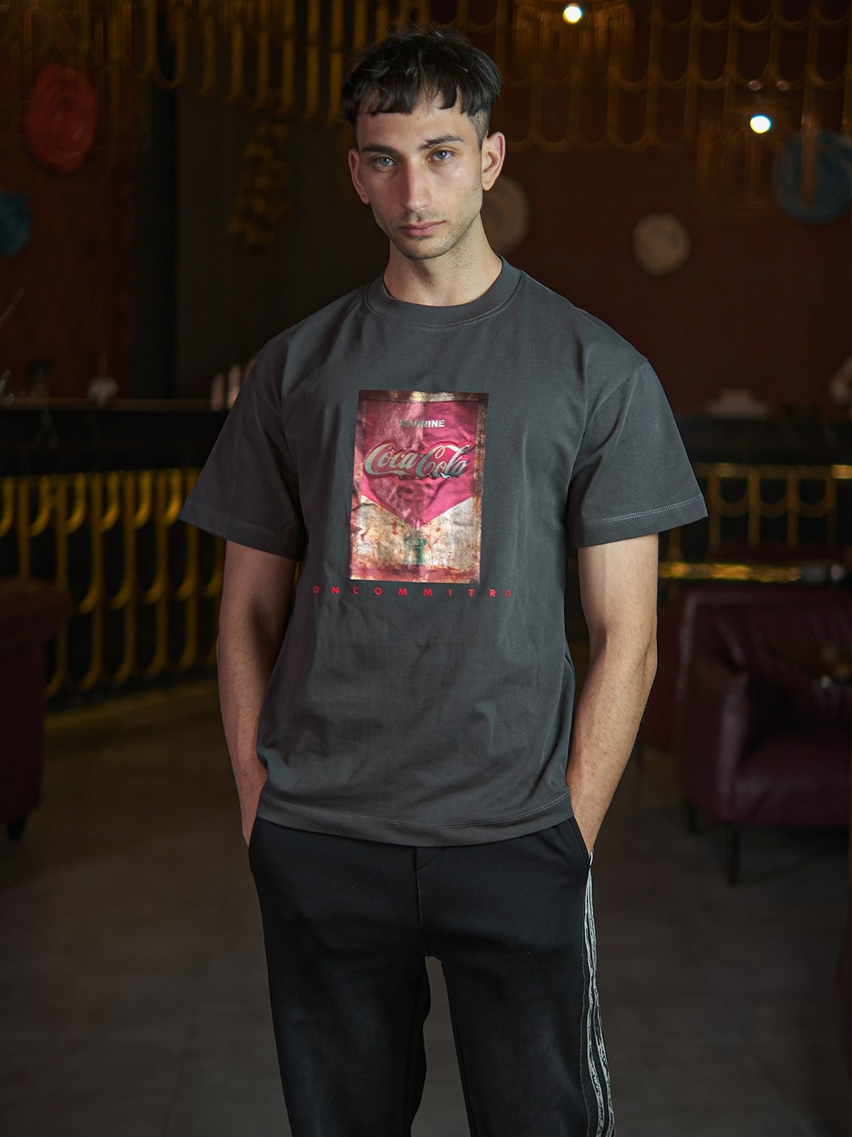 Grey Cotton Jersey Printed T-Shirt For Men