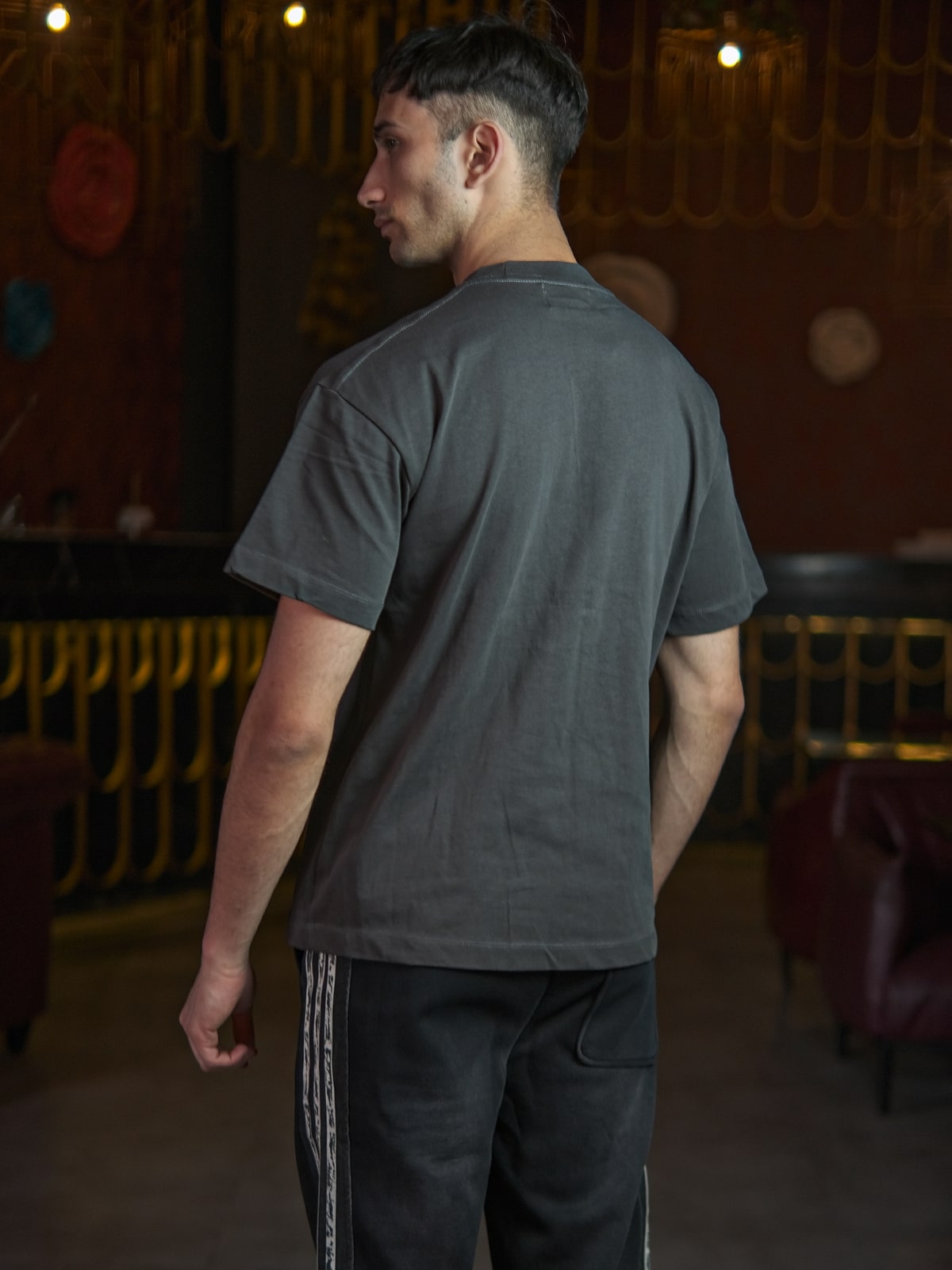 Grey Cotton Jersey Printed T-Shirt For Men