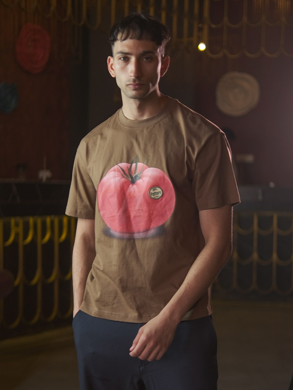 Brown Cotton Jersey Printed T-Shirt For Men