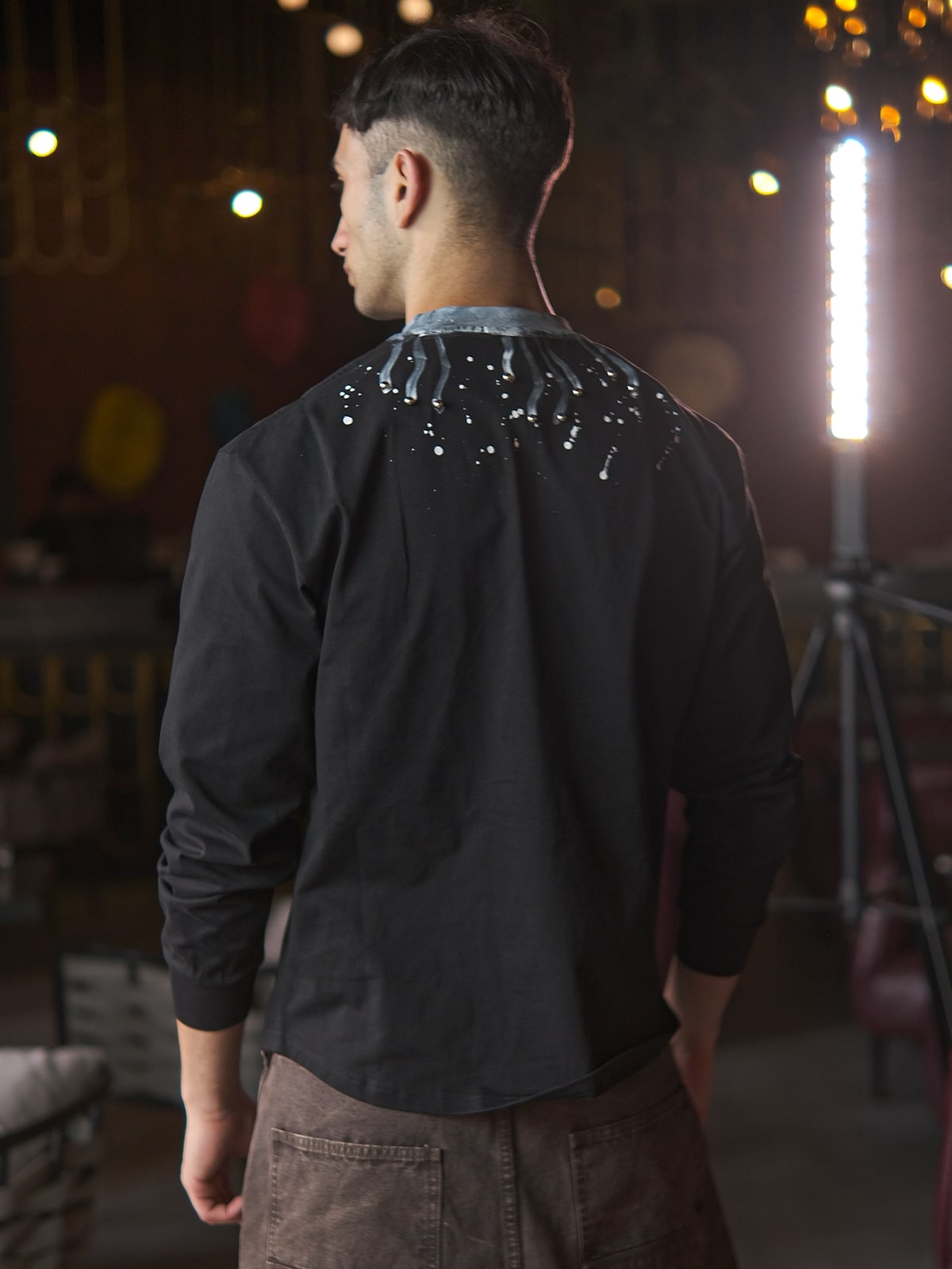 Black Cotton Jersey Printed Sweatshirt For Men