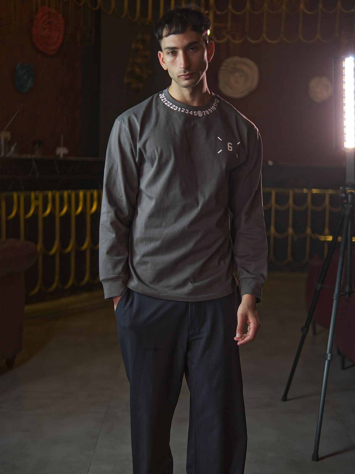 Grey Cotton Jersey Printed Sweatshirt For Men