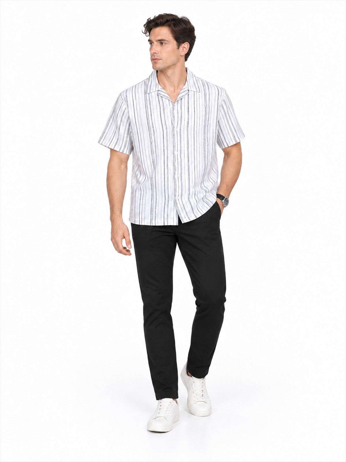 Black Cotton Rib Solid Trouser