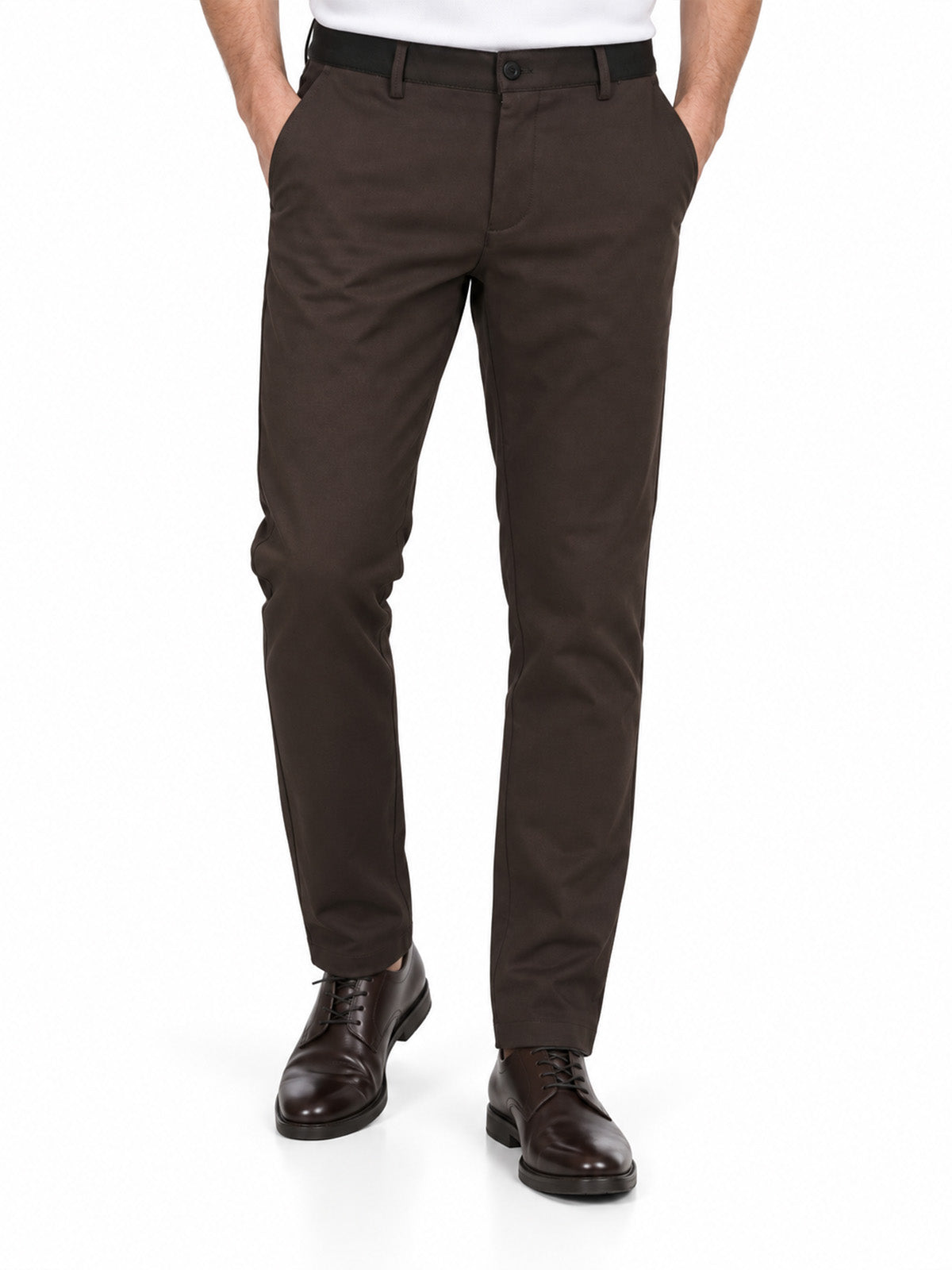 Green Cotton Blend Solid Trouser