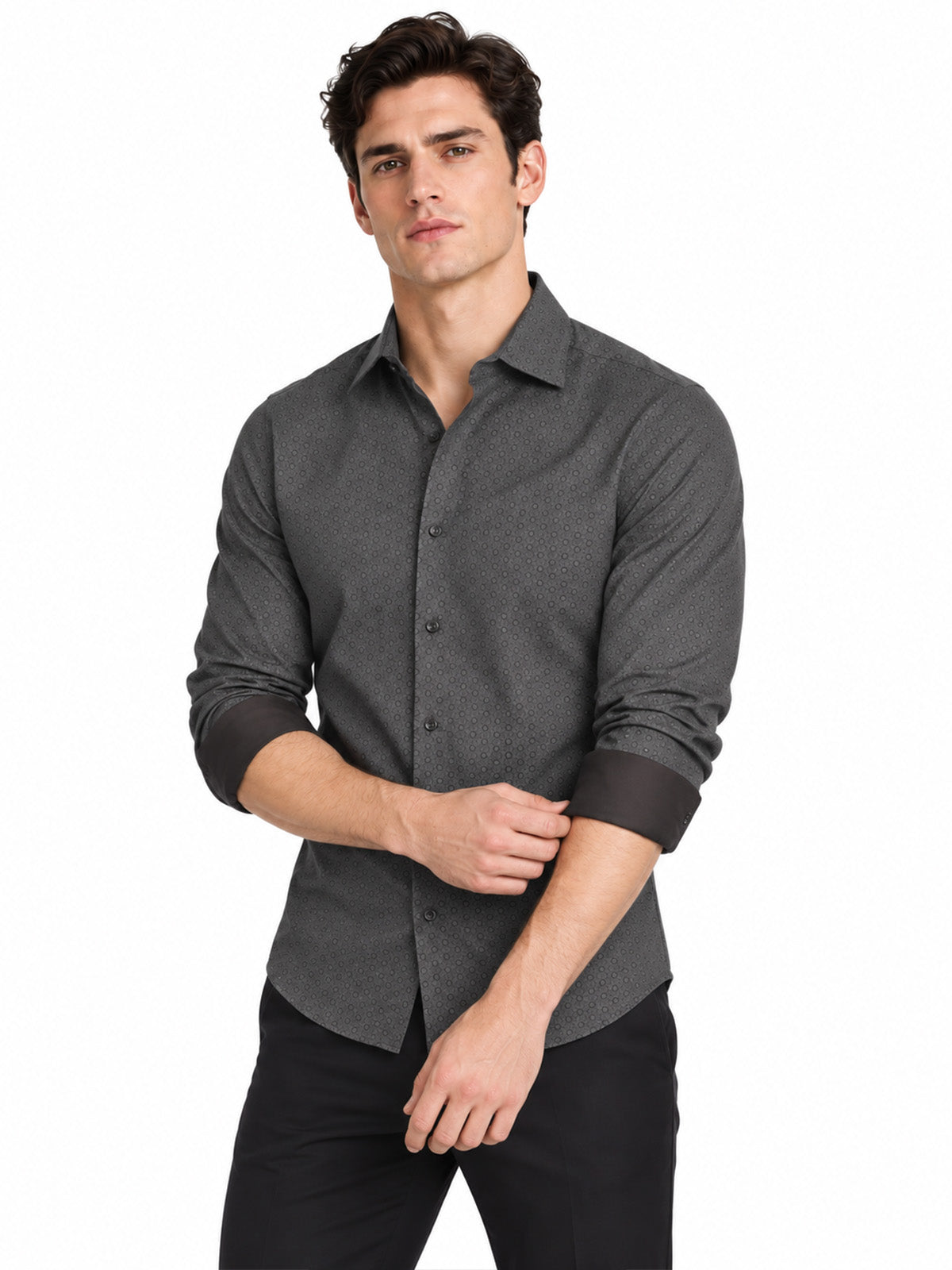 Brown Cotton Blend Printed Shirt