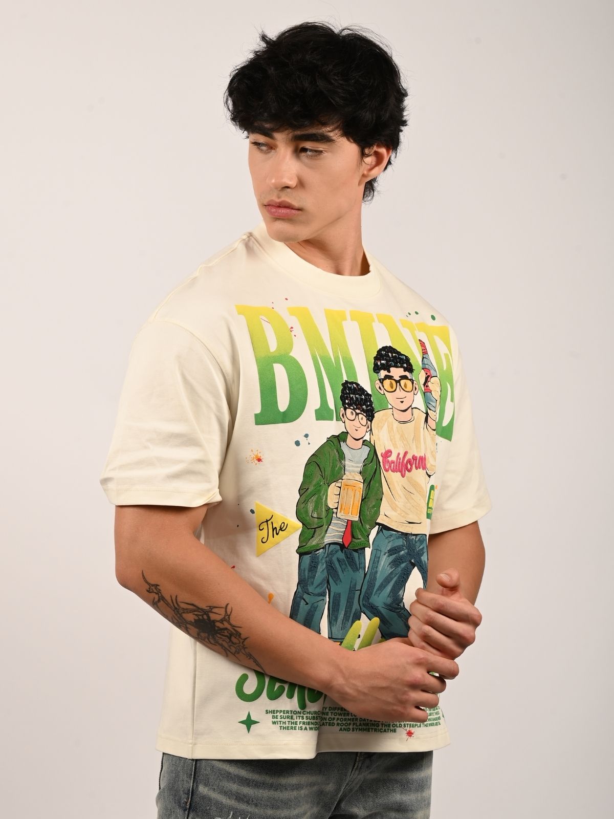 Franco Off White Cotton Jersey Printed T-Shirt For Men