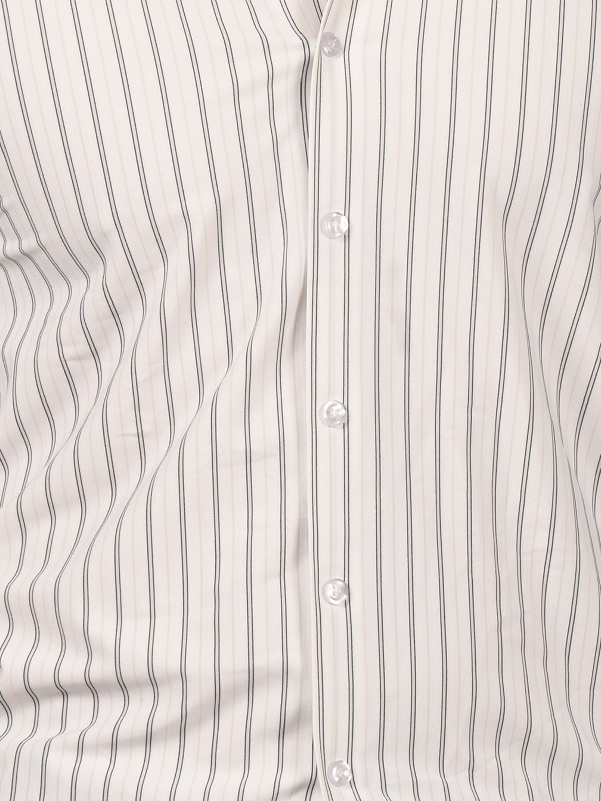 Franco White Lycra Striped Shirts For Men
