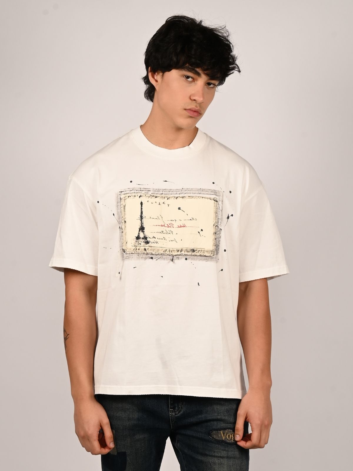 Franco White Cotton Jersey Printed T-Shirt For Men