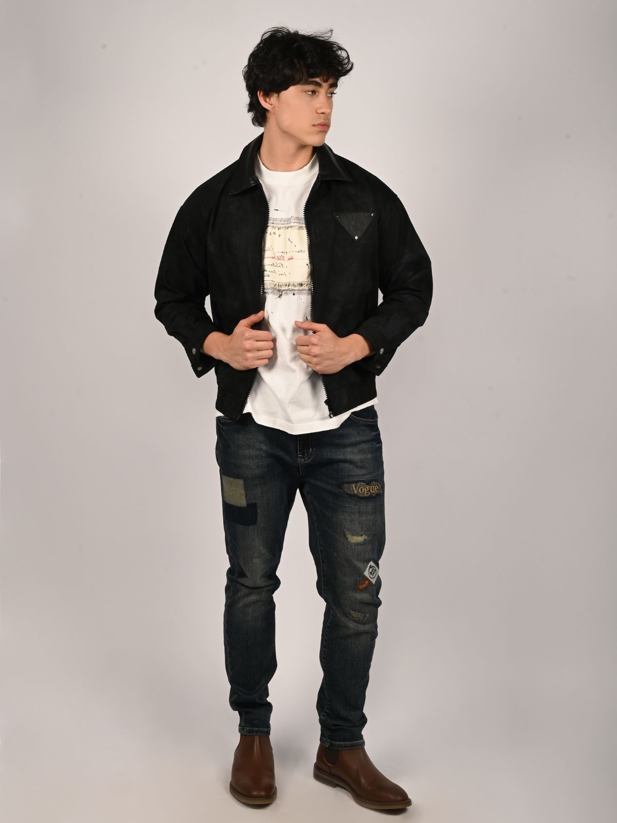 Franco Black Twill Solid Jacket For Men