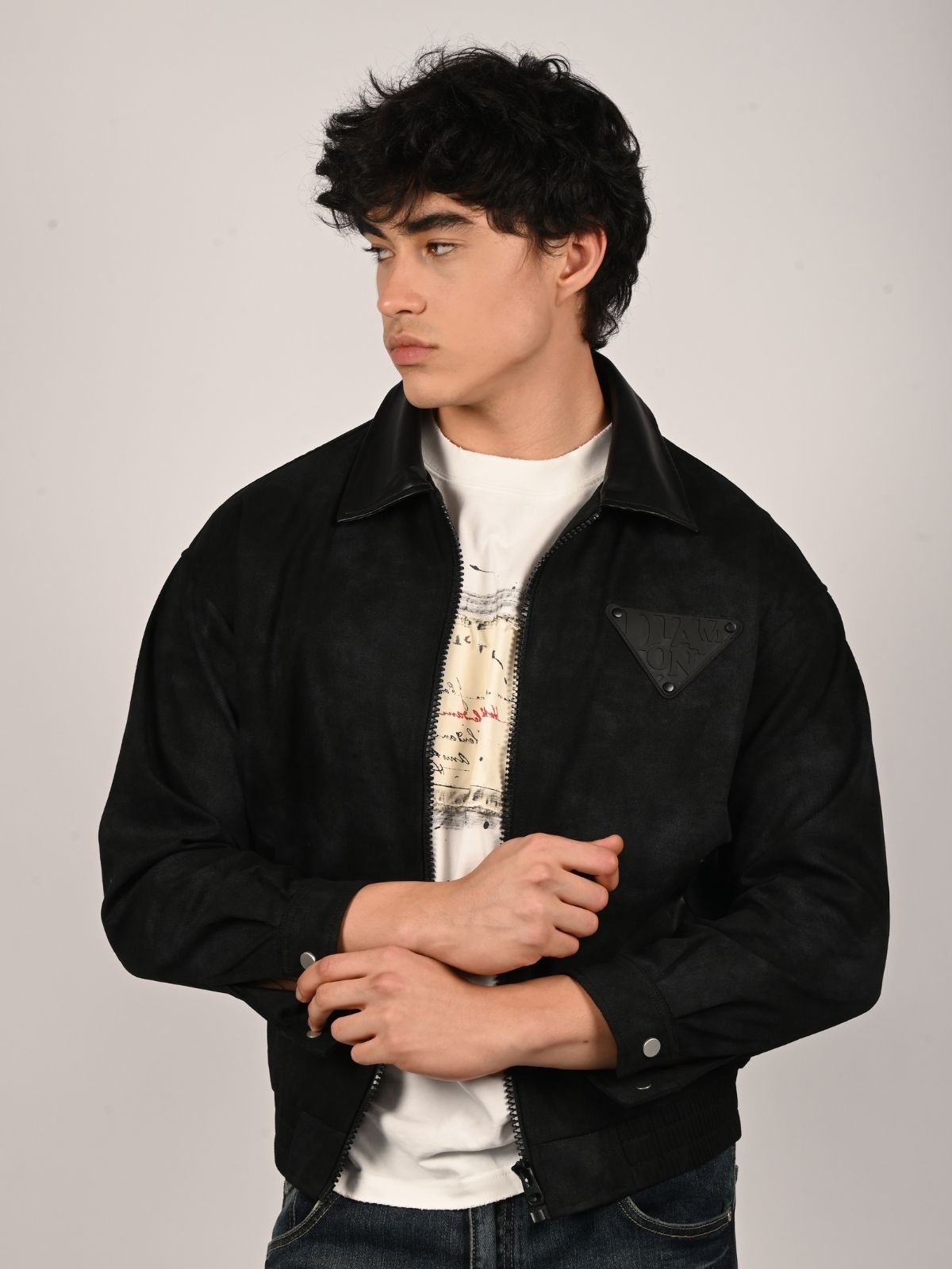 Franco Black Twill Solid Jacket For Men