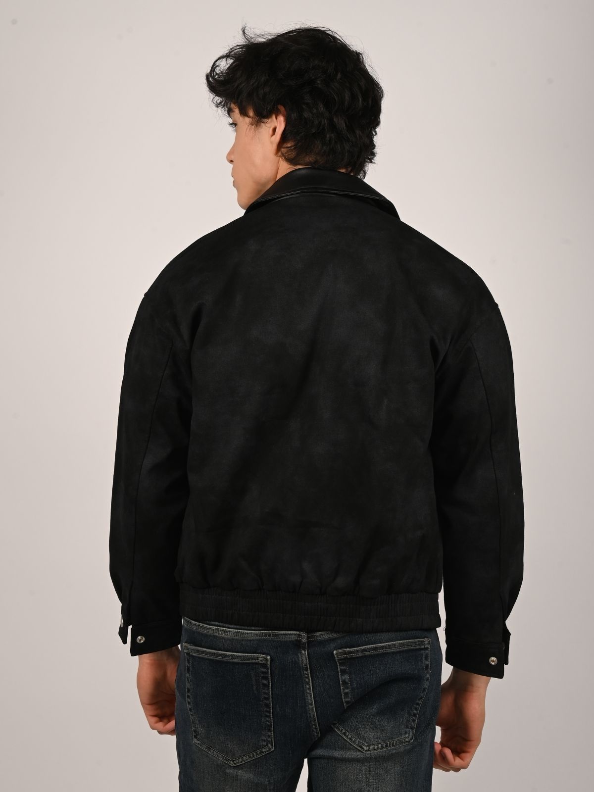Franco Black Twill Solid Jacket For Men