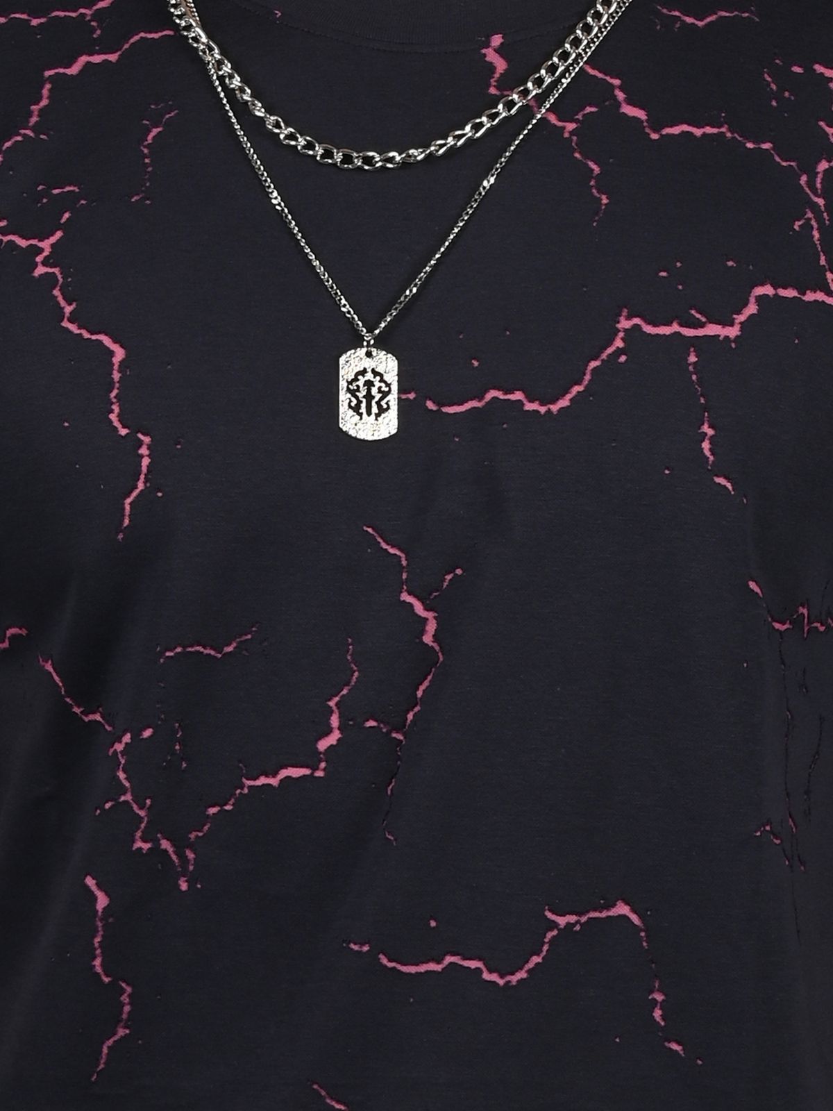 Franco Navy blue Cotton Jersey Self Design T-Shirt For Men