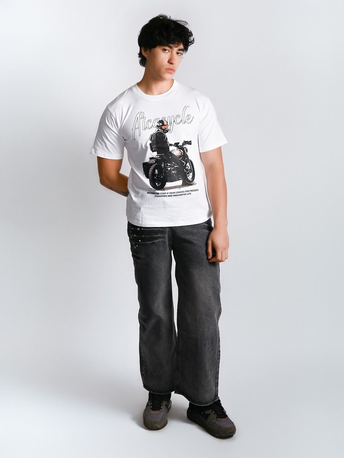 Franco Grey Denim Metallic Design Faded Trouser For Men