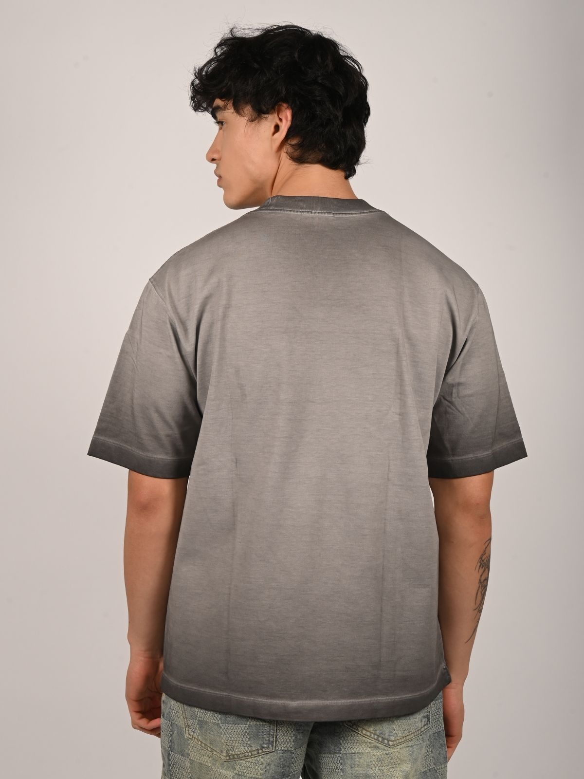 Franco Grey Cotton Jersey 3D Print T-Shirt For Men