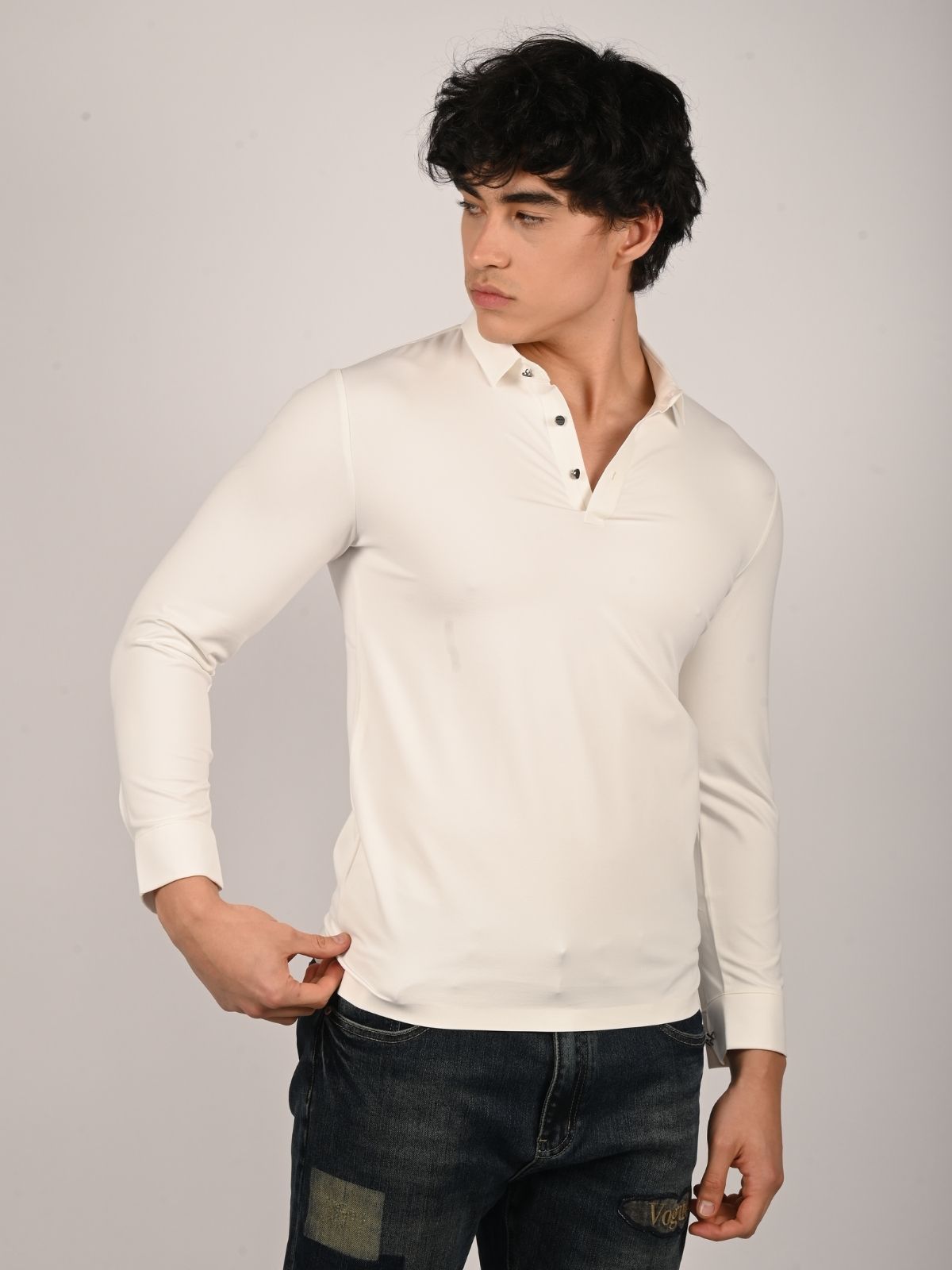Franco White Polyester Lycra Solid T-Shirt For Men