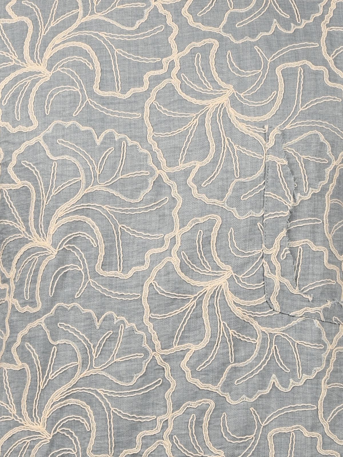 Franco Blue Cotton Chambray Solid T-Shirt For Men