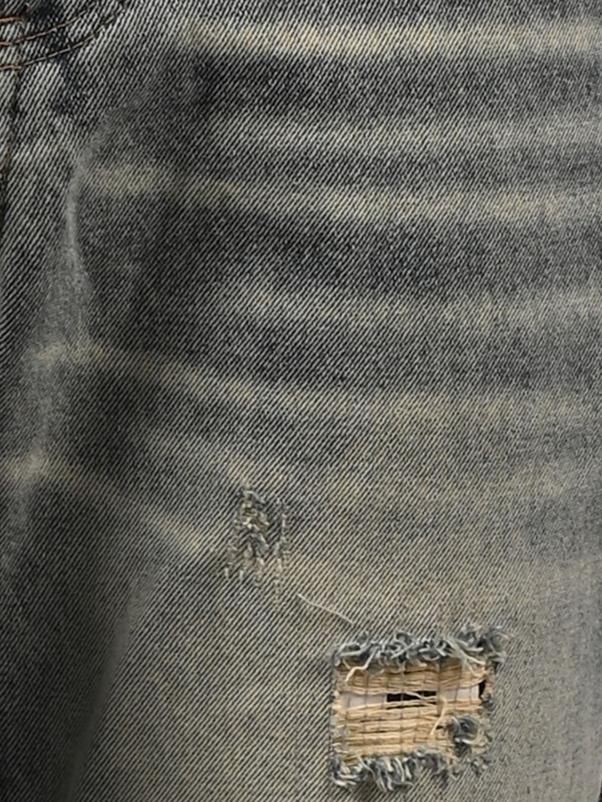 Franco Light Blue Denim Solid Ripped Trouser For Men