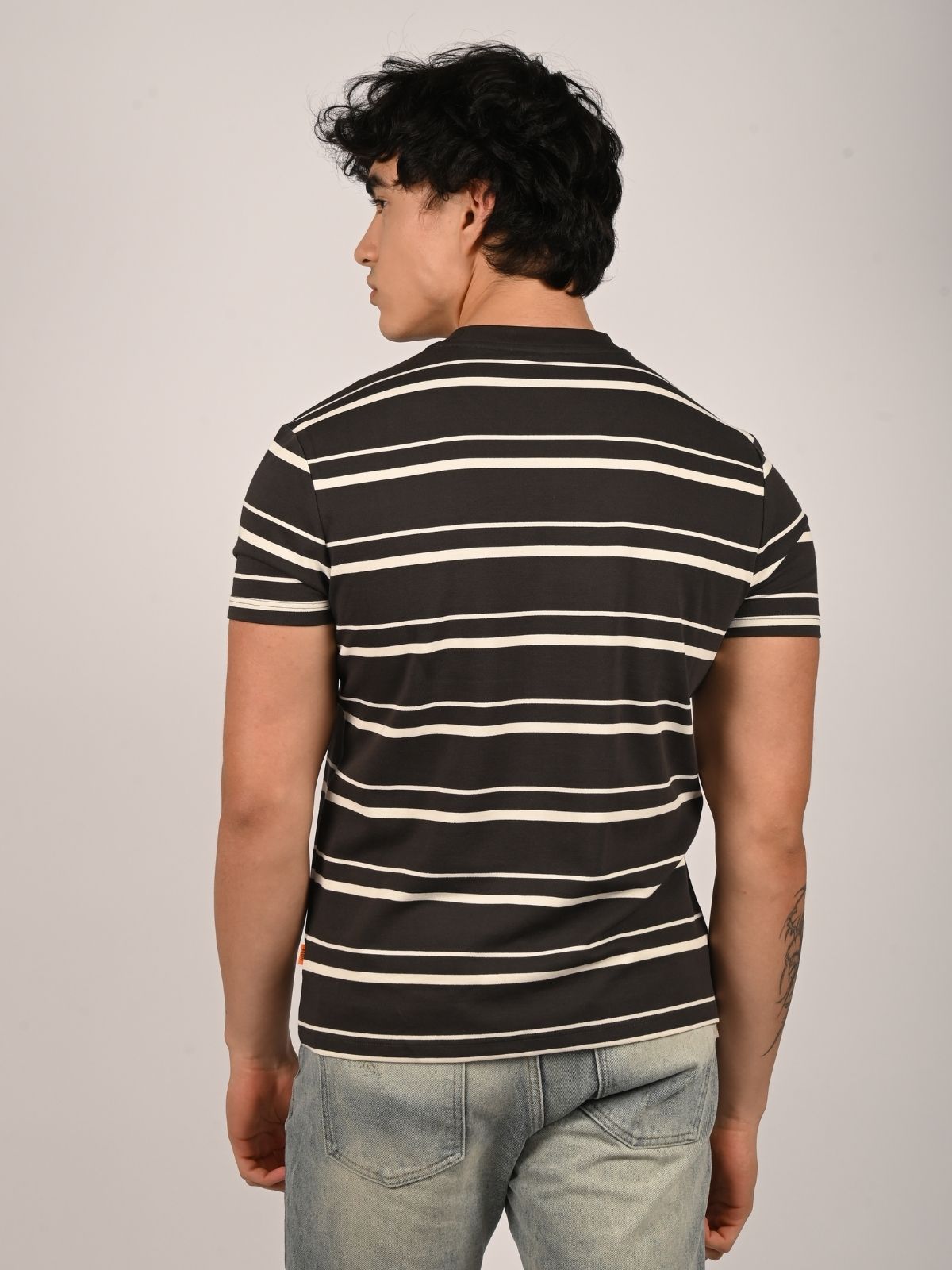 Franco Black Cotton Jersey Printed T-Shirt For Men