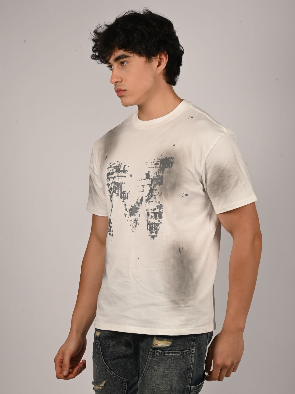 Franco White Cotton Jersey Printed T-Shirt For Men