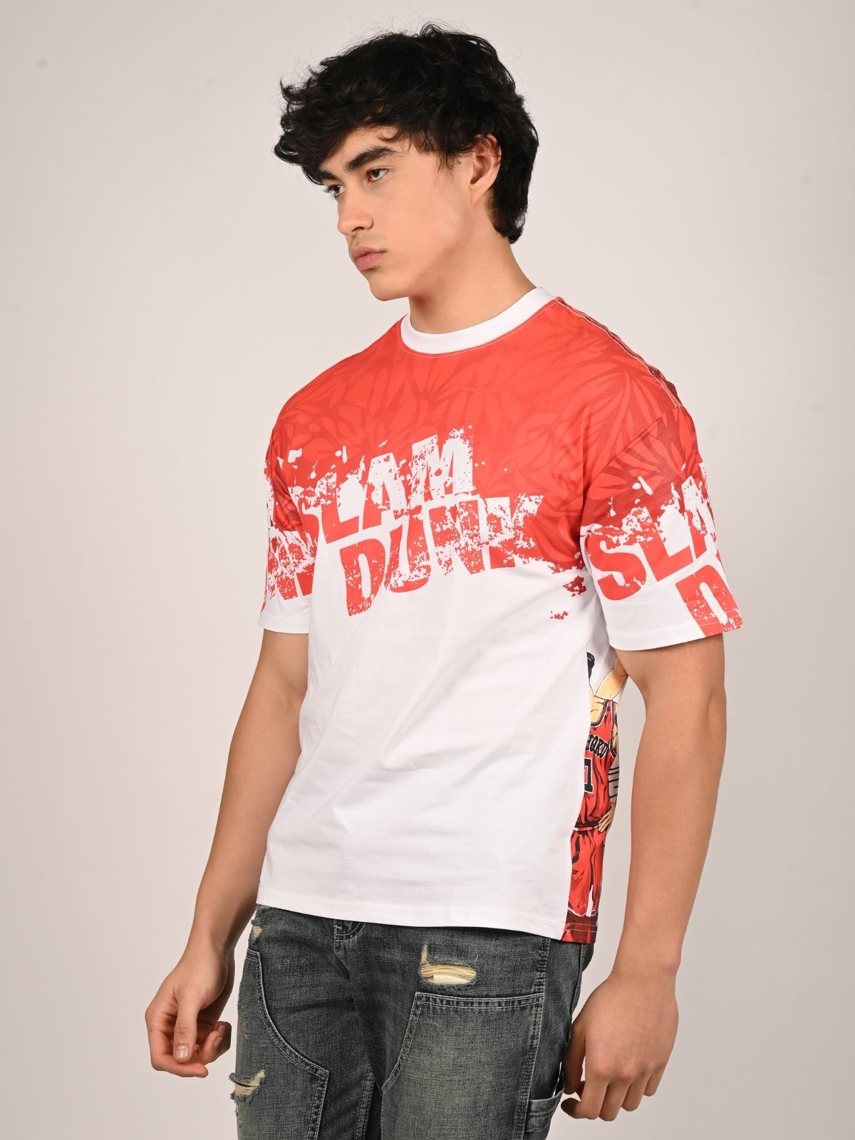 Franco Red And White Cotton Jersey Printed T-Shirt For Men