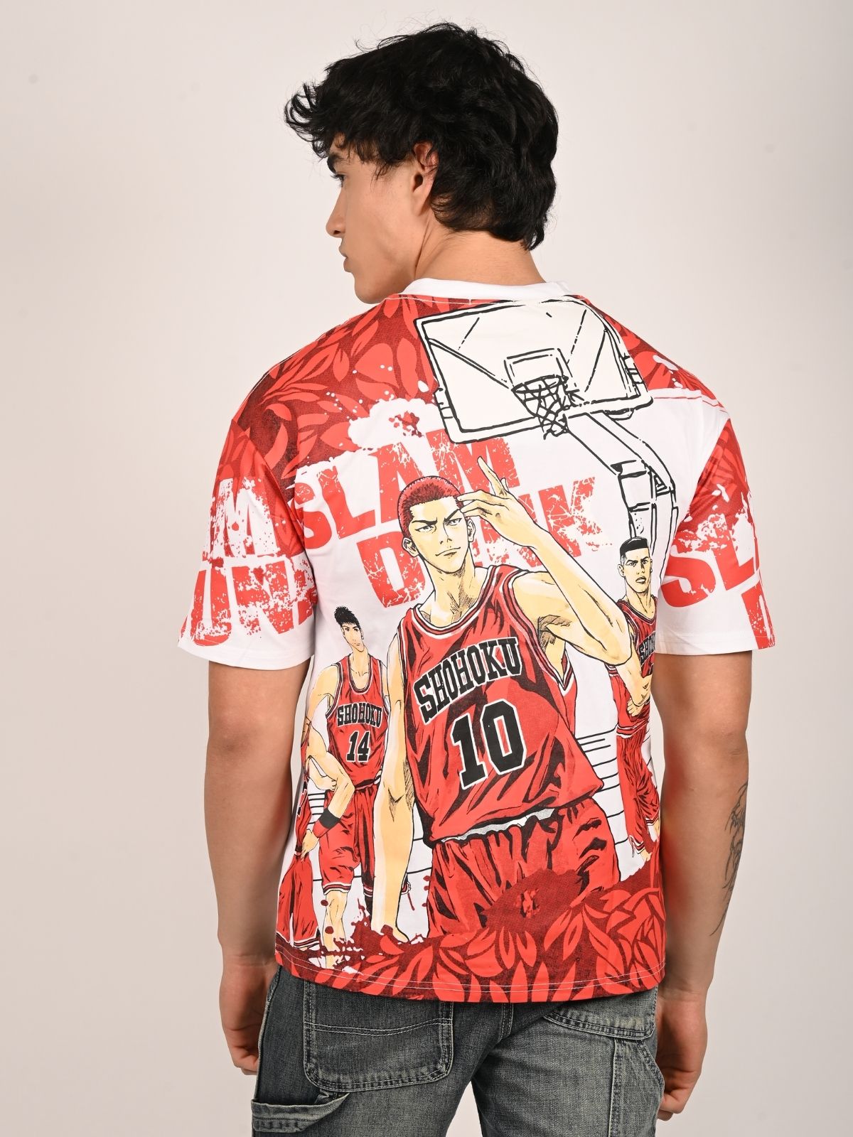 Franco Red And White Cotton Jersey Printed T-Shirt For Men