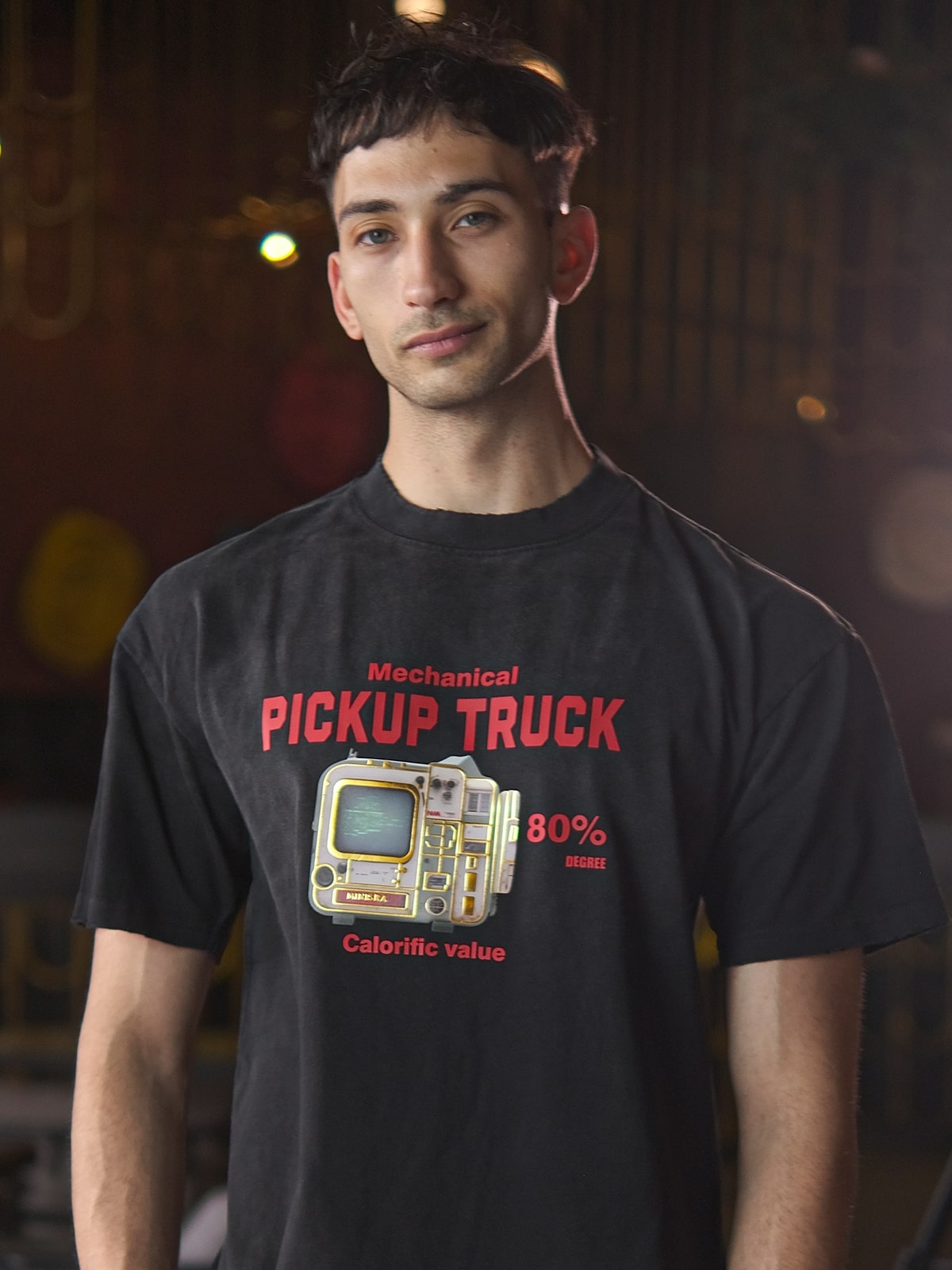 Black Cotton Jersey Printed T-Shirt For Men