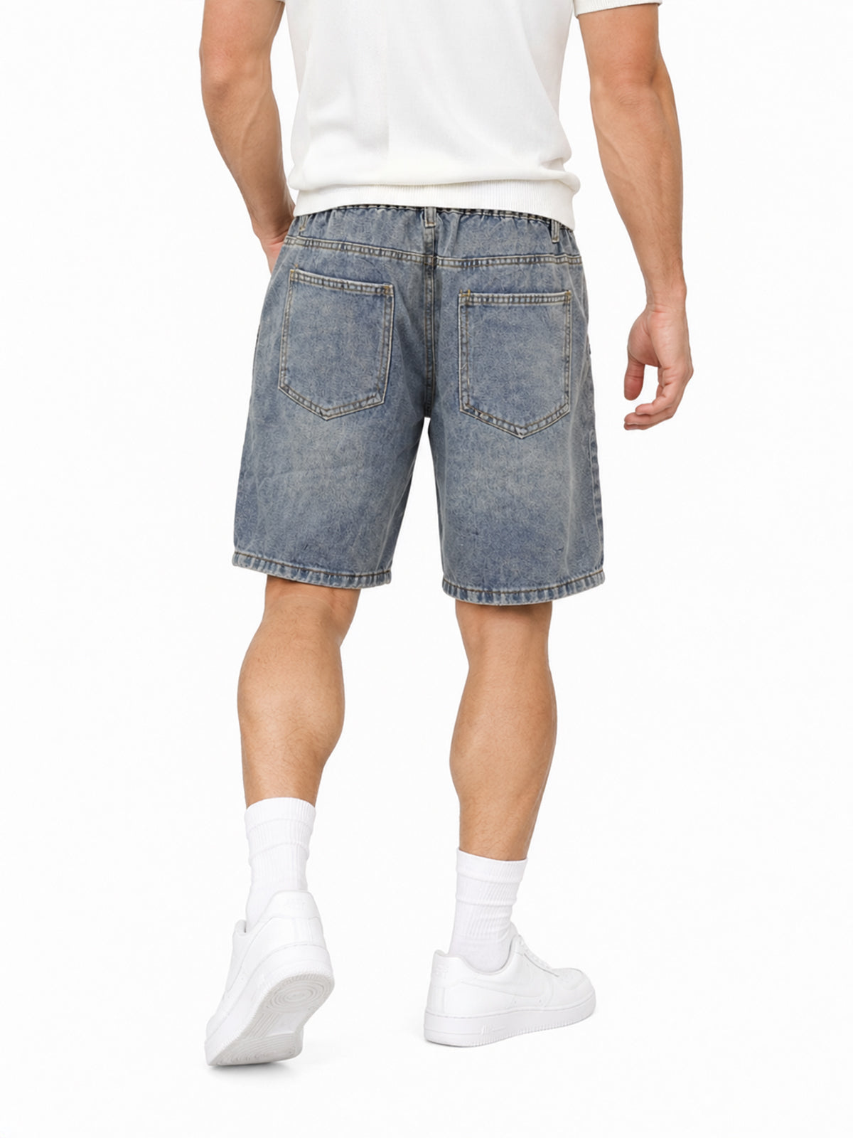 Blue Denim Plain Shorts