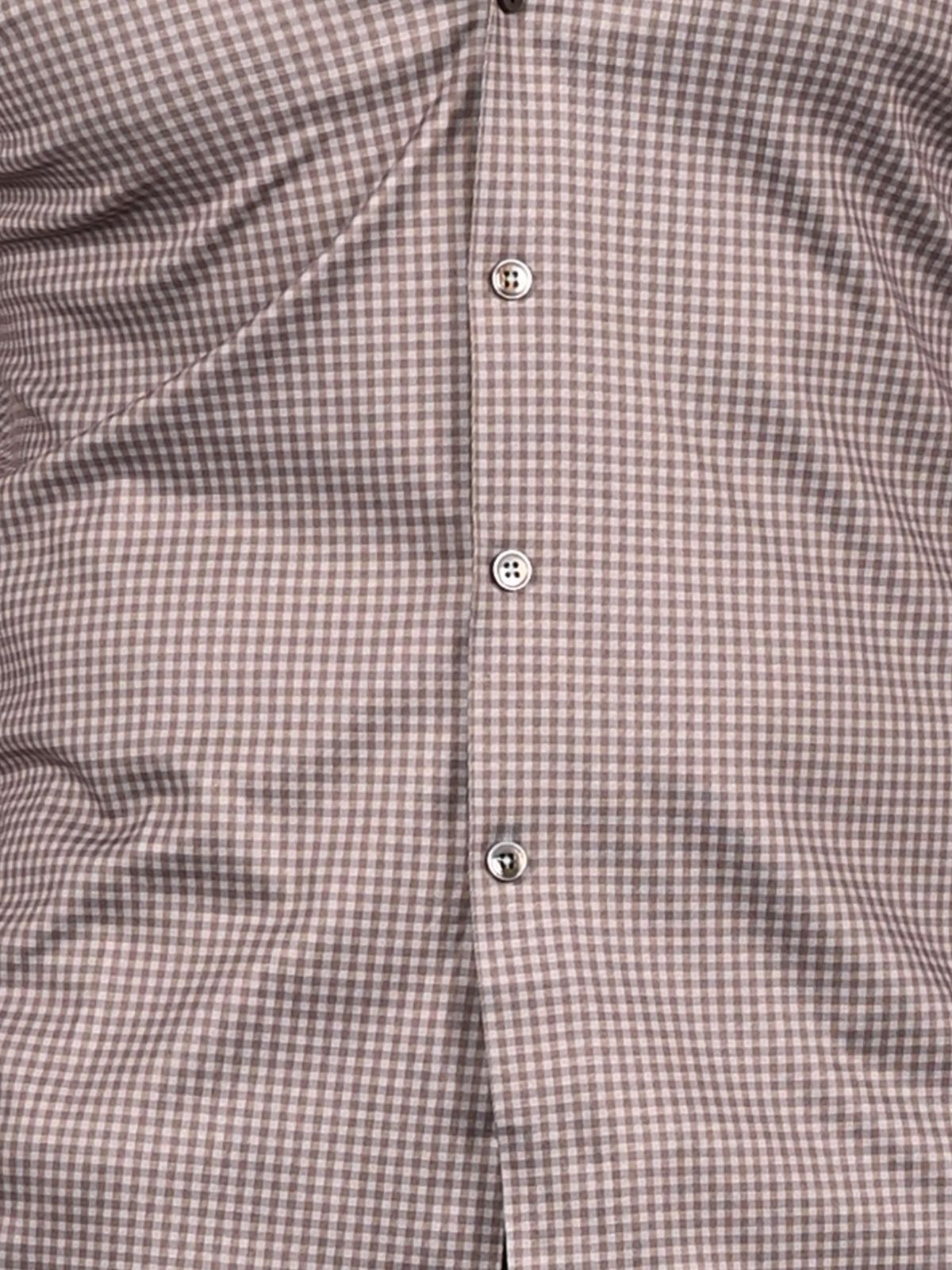 Franco Brown Polyster Lycra Checked Shirts For Men