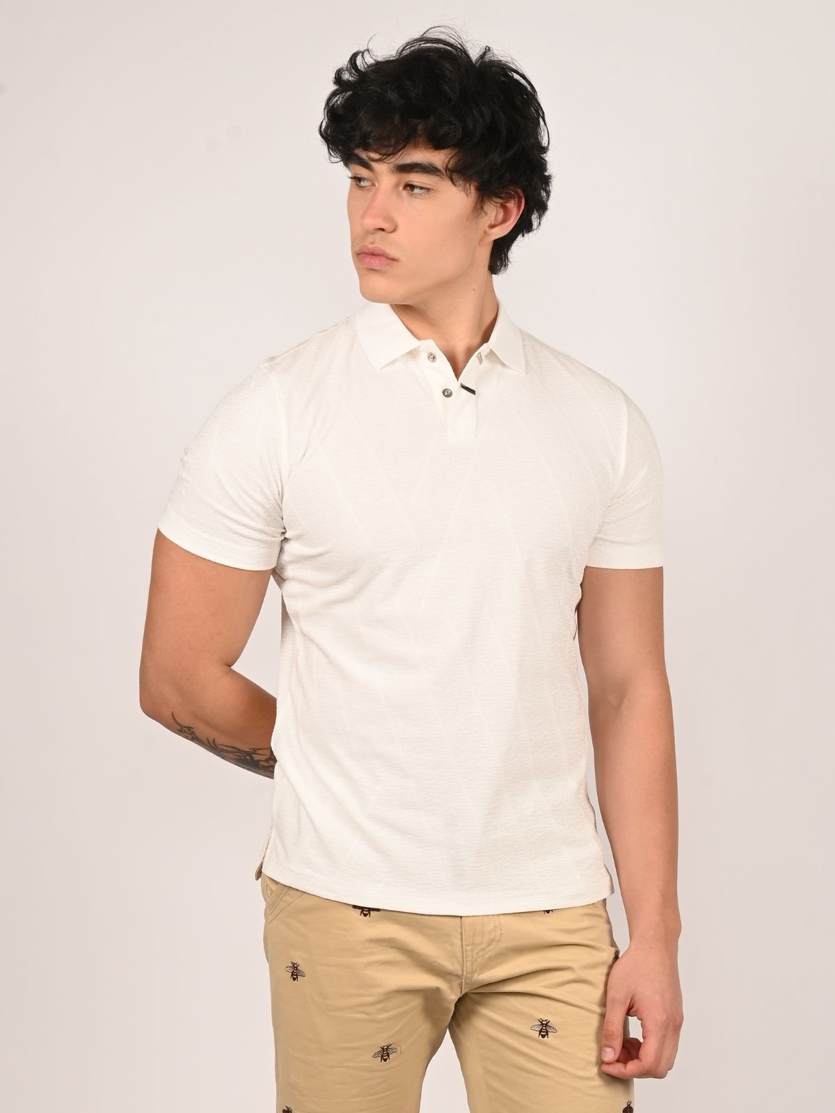 Franco White Polyester Lycra Solid T-Shirt For Men