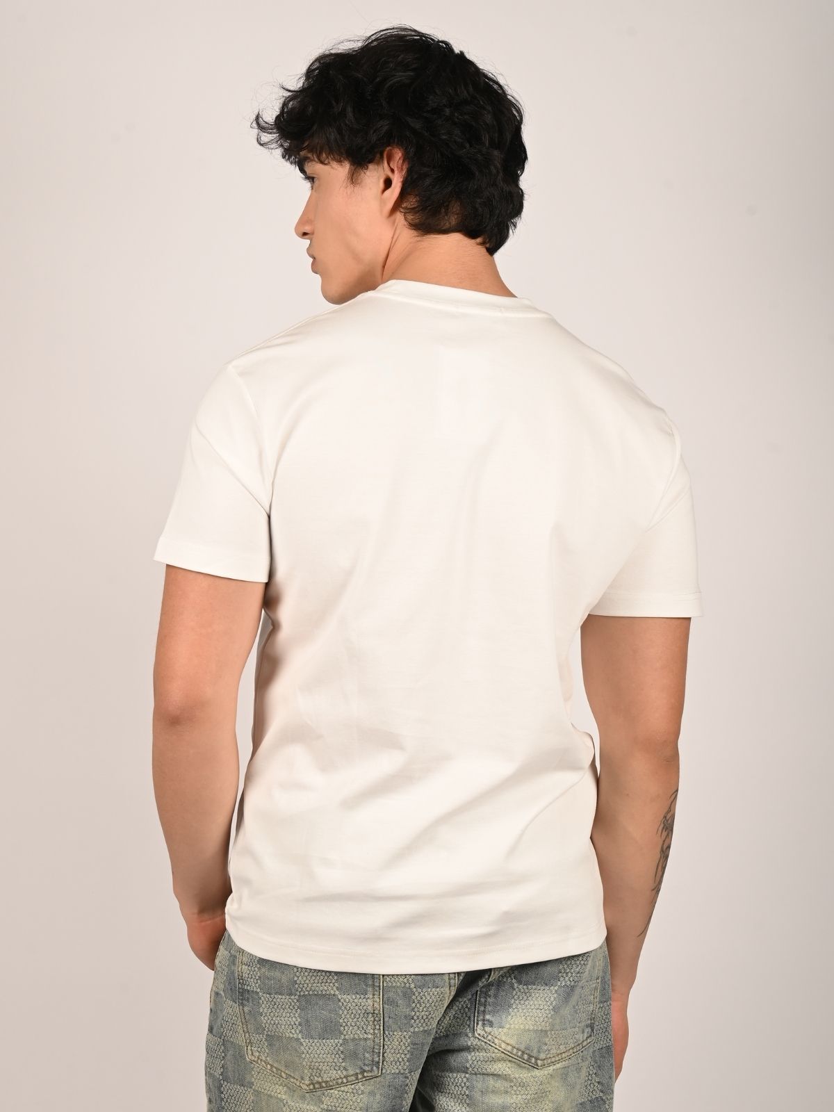 Franco White Cotton Jersey Printed T-Shirt For Men