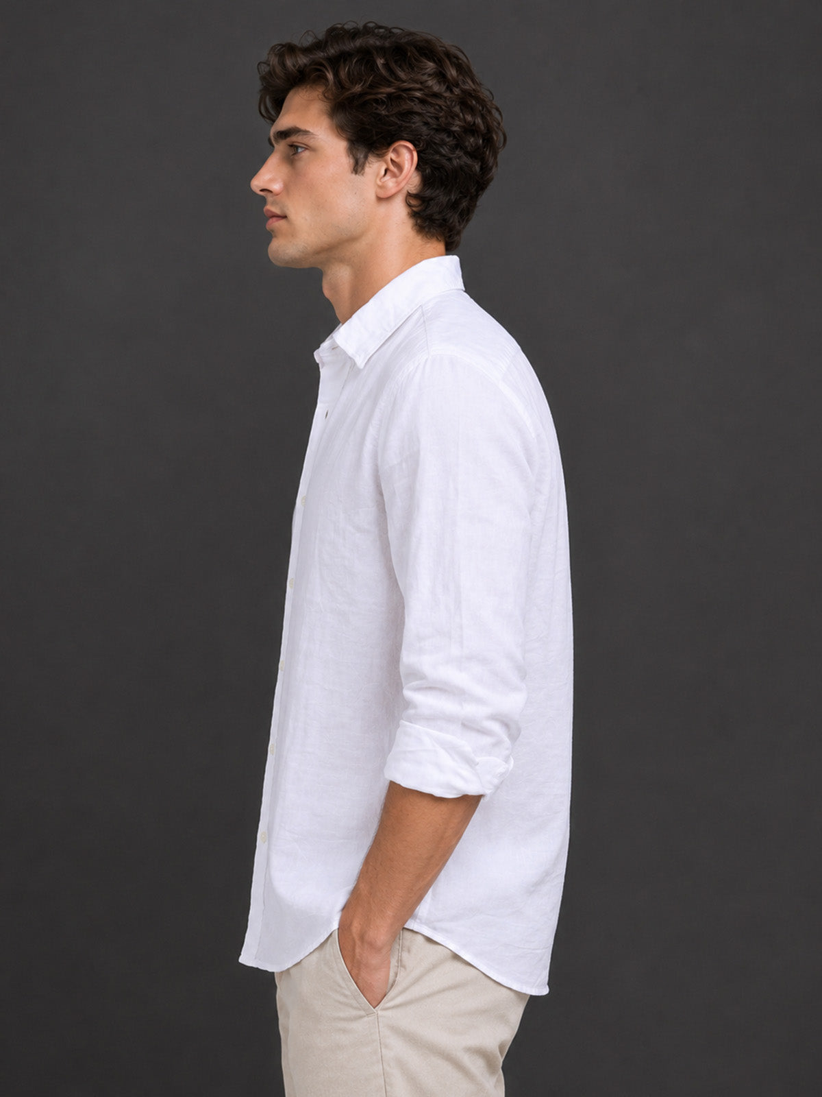 Franco White Cotton Blend Plain Shirt For Men