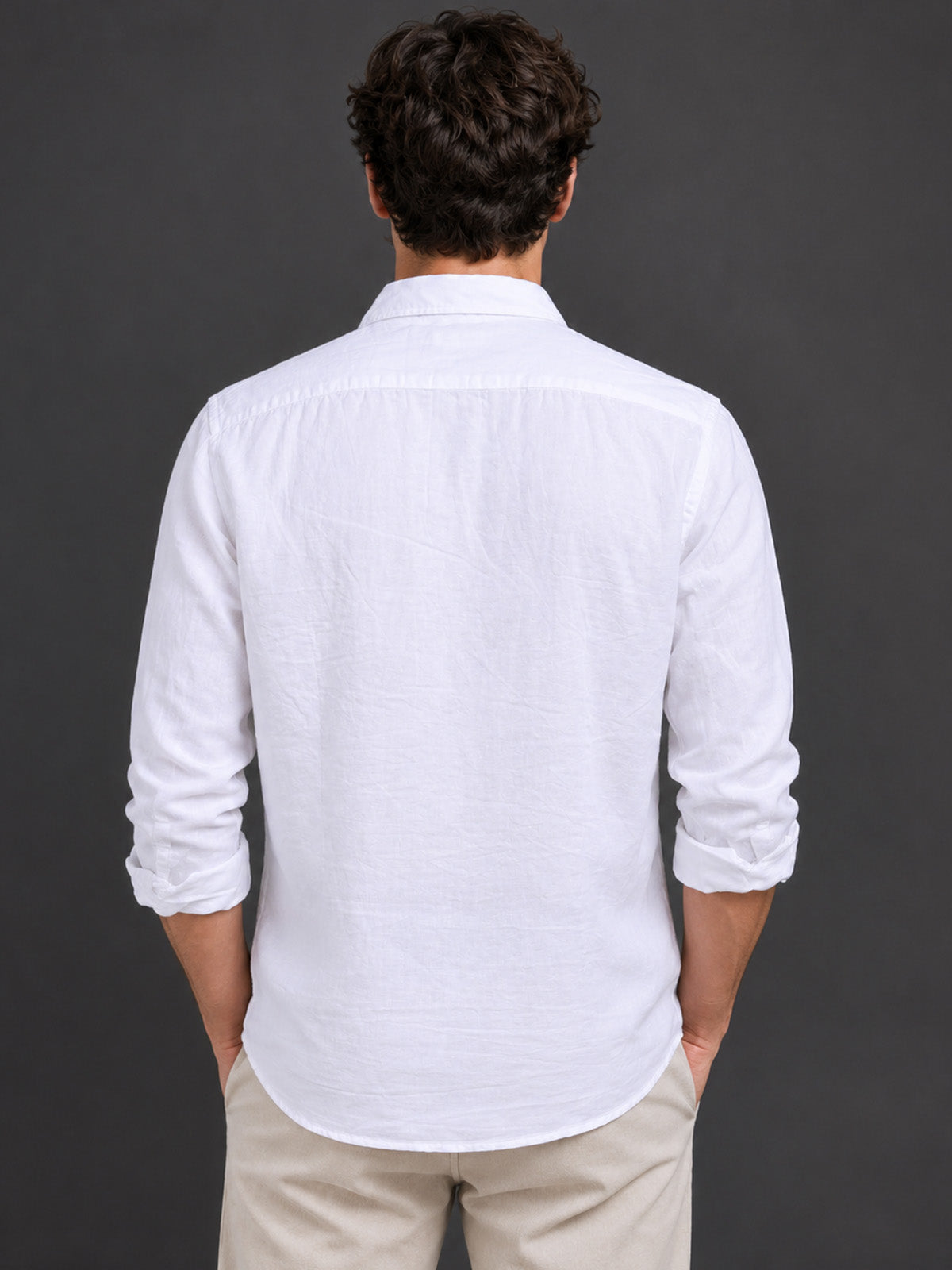 Franco White Cotton Blend Plain Shirt For Men