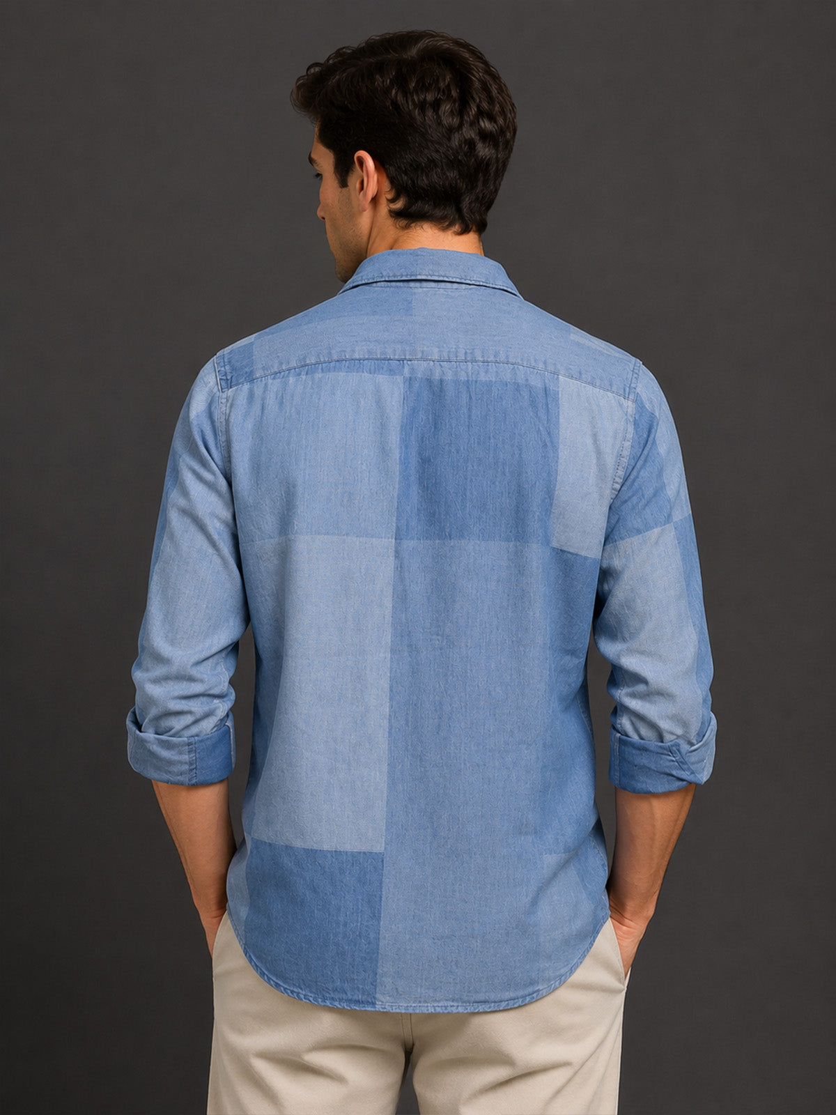 Franco Blue Cotton Blend Plain Shirt For Men