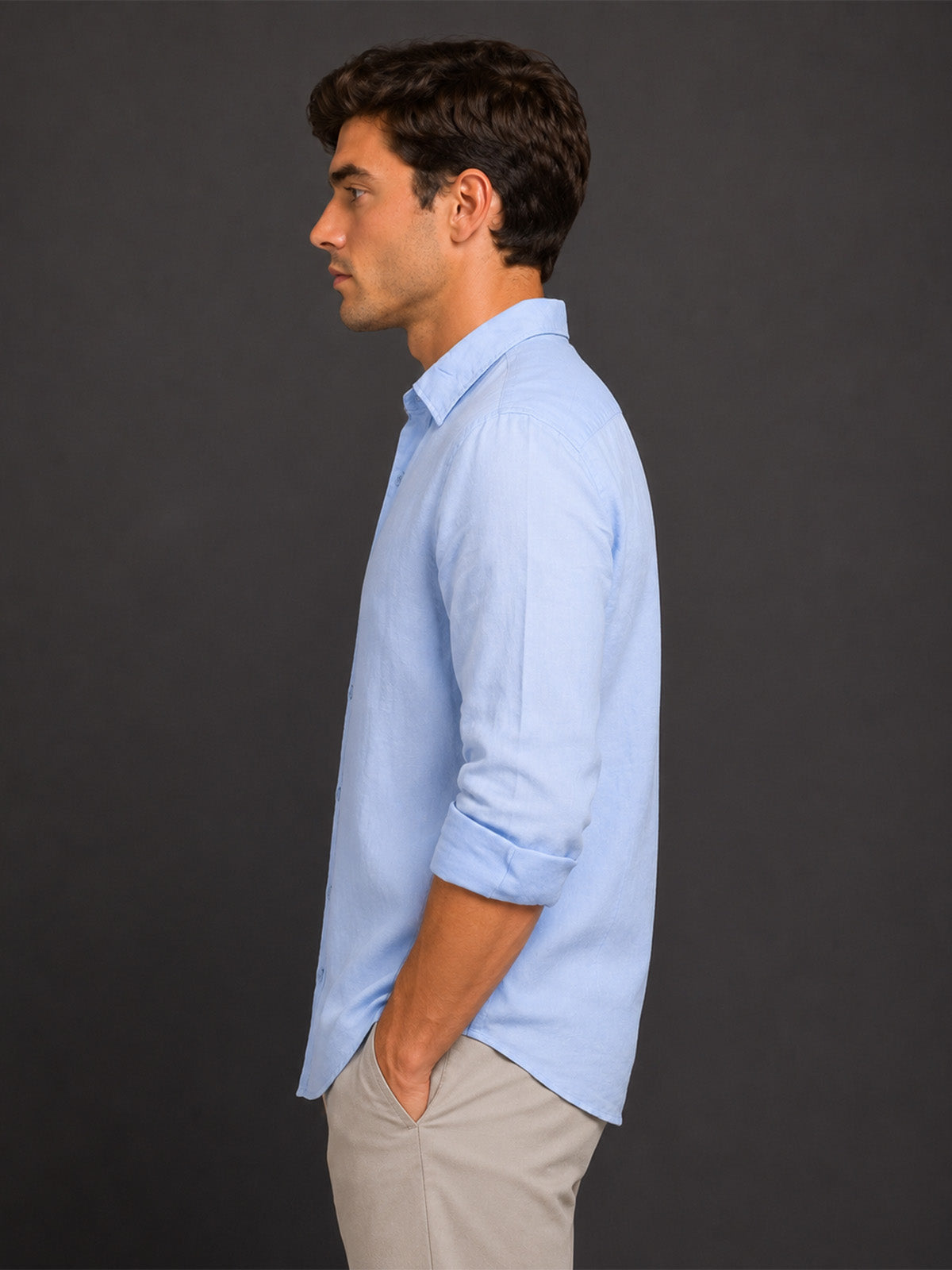 Franco Blue Cotton Blend Plain Shirt For Men