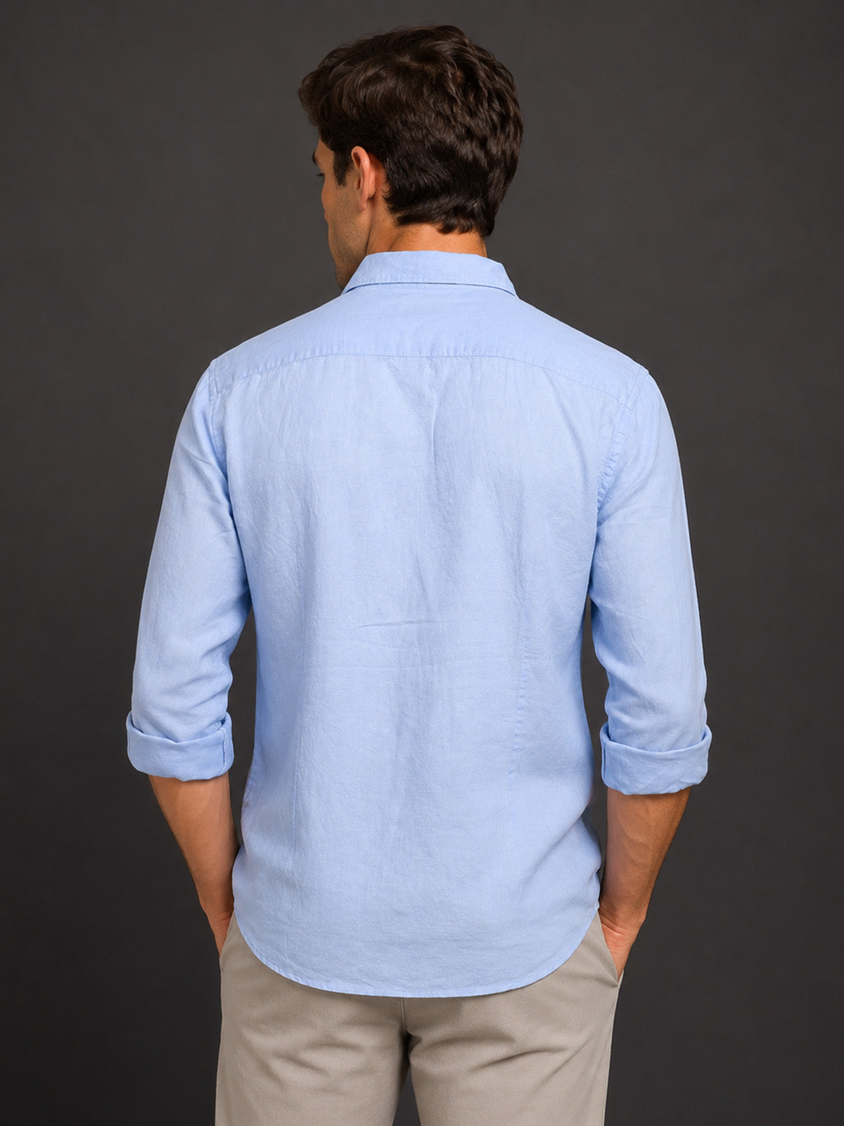Franco Blue Cotton Blend Plain Shirt For Men