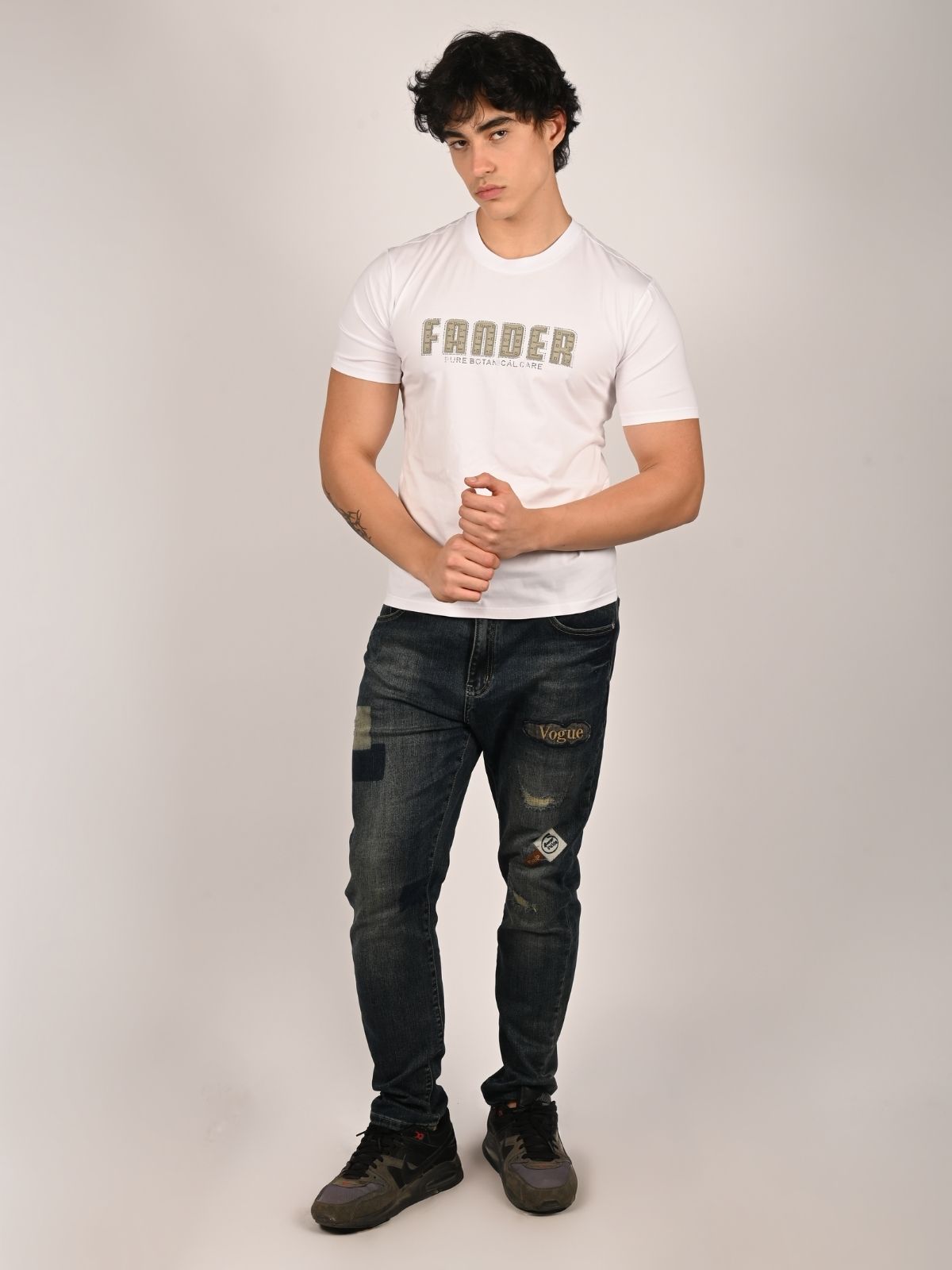 Franco White Cotton Jersey Printed T-Shirt For Men