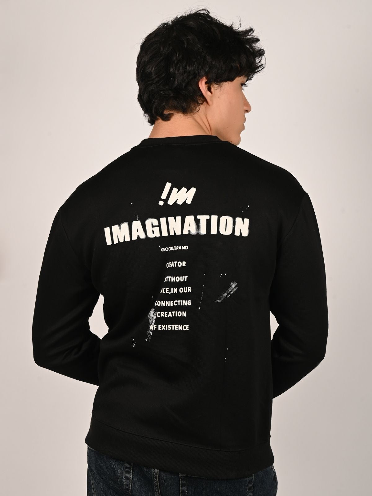 Franco Black Cotton Polyster Fleece Printed Sweatshirts For Men