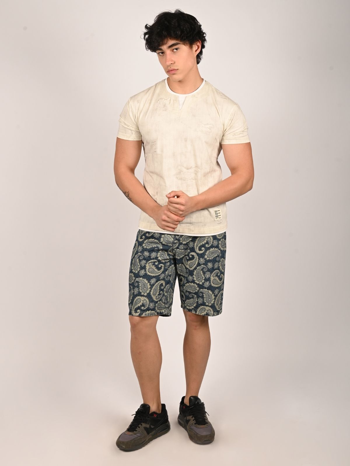 Franco Off White Cotton Jersey Printed T-Shirt For Men